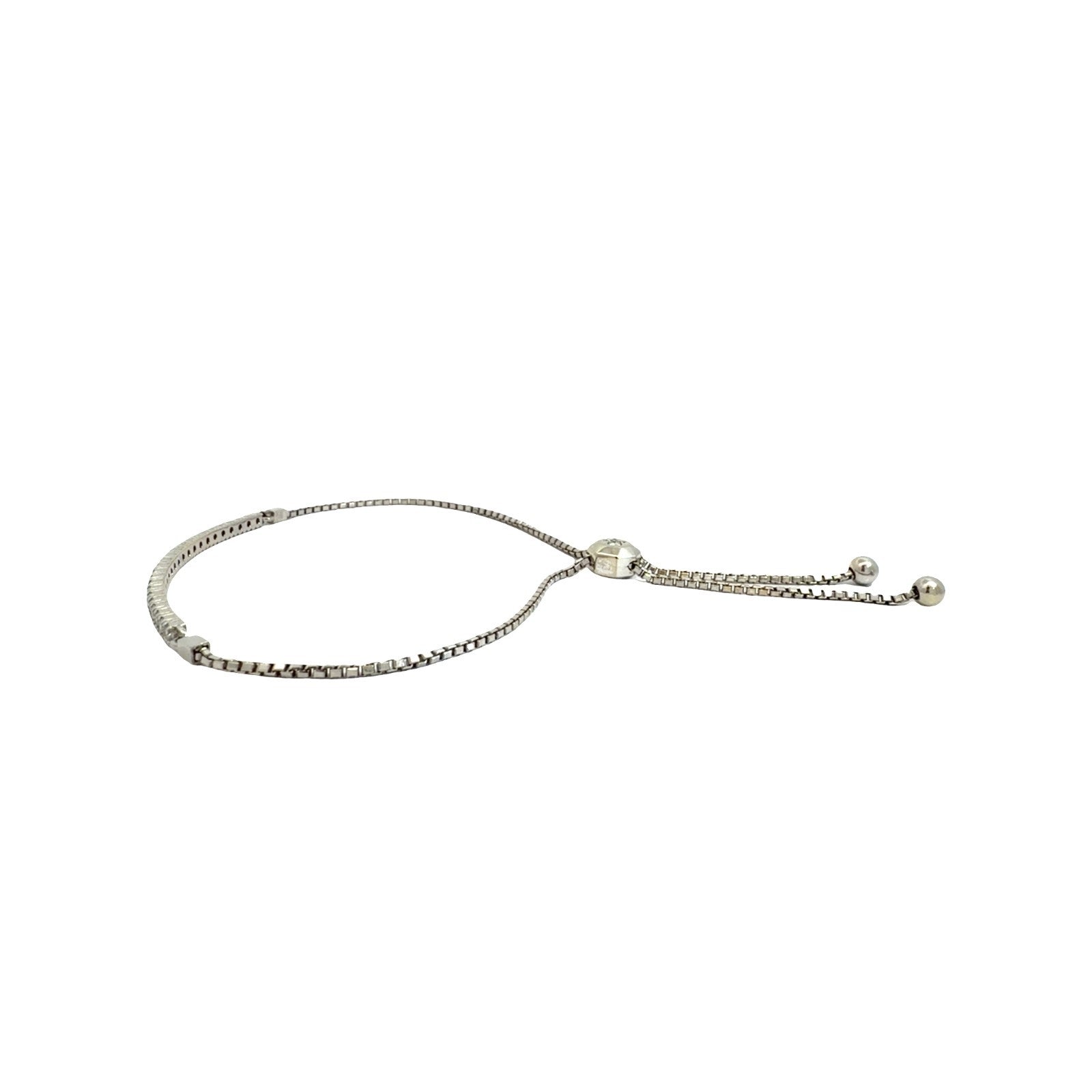 14k White Gold & 1.95cttw Diamond Adjustable Bolo Bracelet 9"4