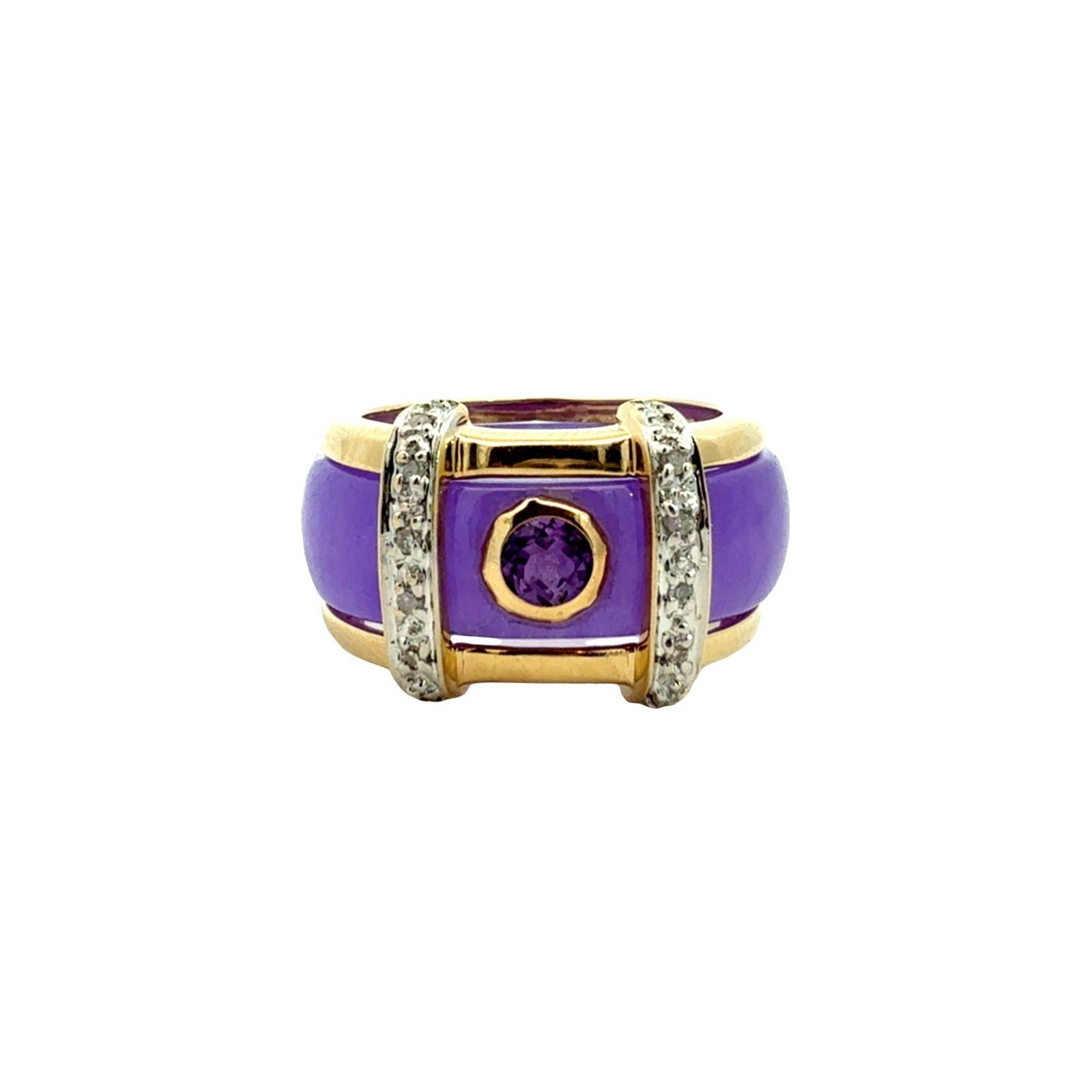 Vintage 14k Yellow Gold 0.07cttw Diamond and Interchangeable Jade Ring Set6