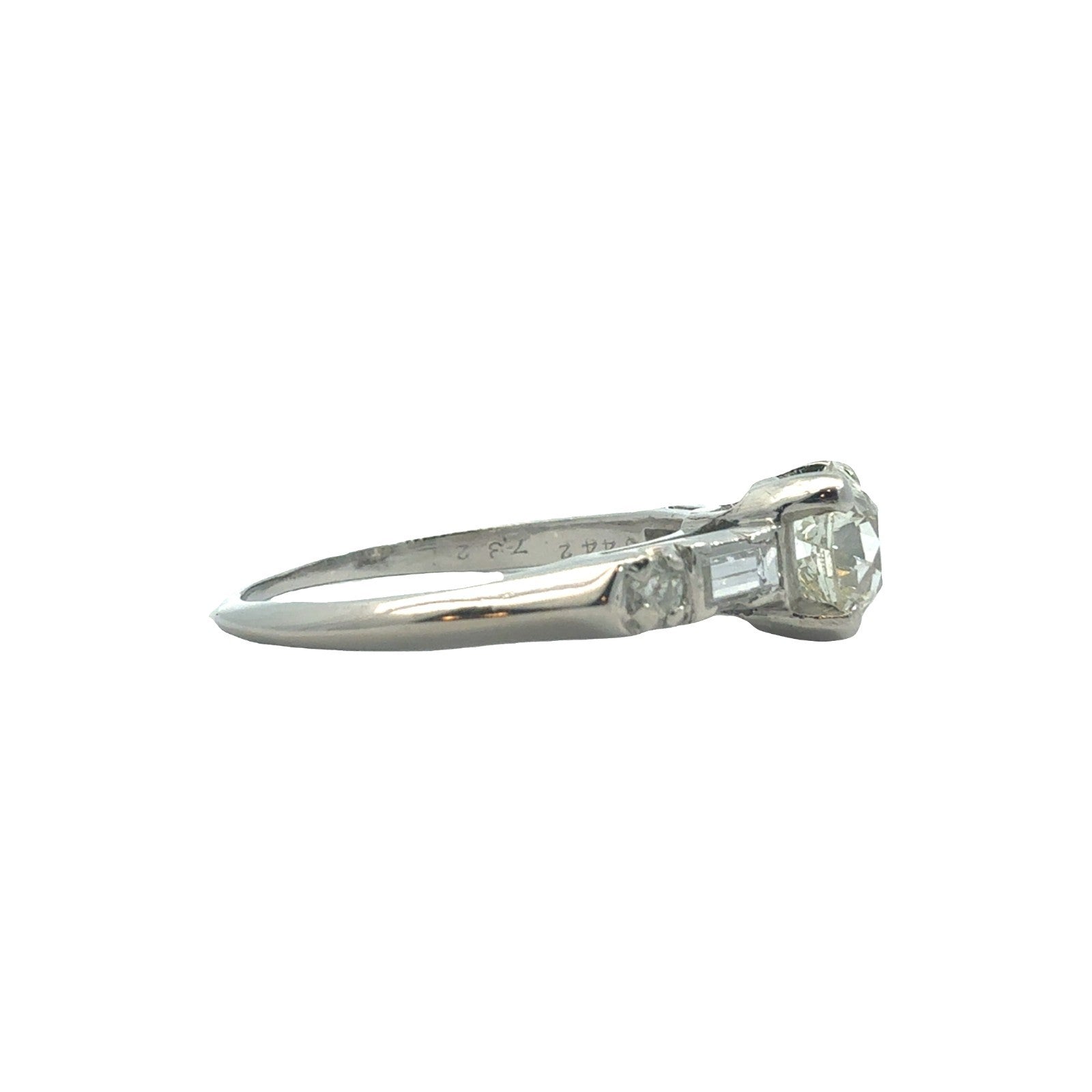 Platinum 1.49ctw(1.11ctw) Euro Cut Diamond Engagement Ring3