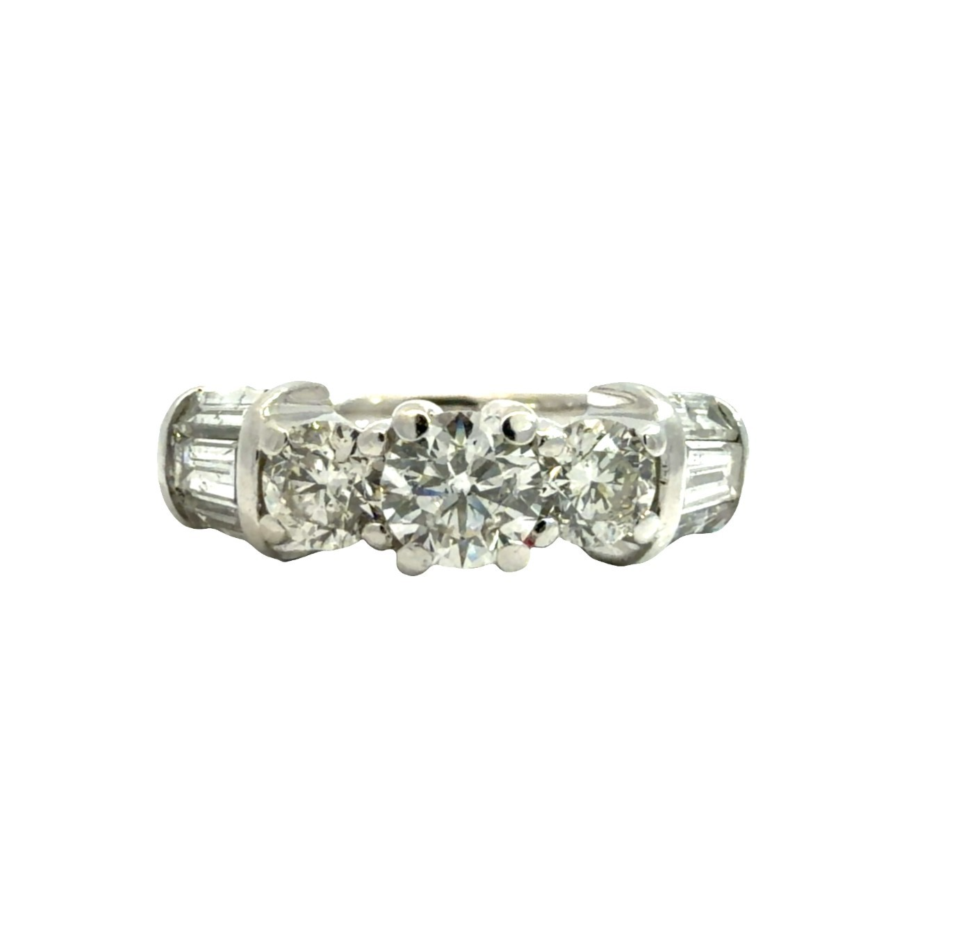 14k White Gold 1.59cttw Three Stone Diamond Engagement Ring Size 60
