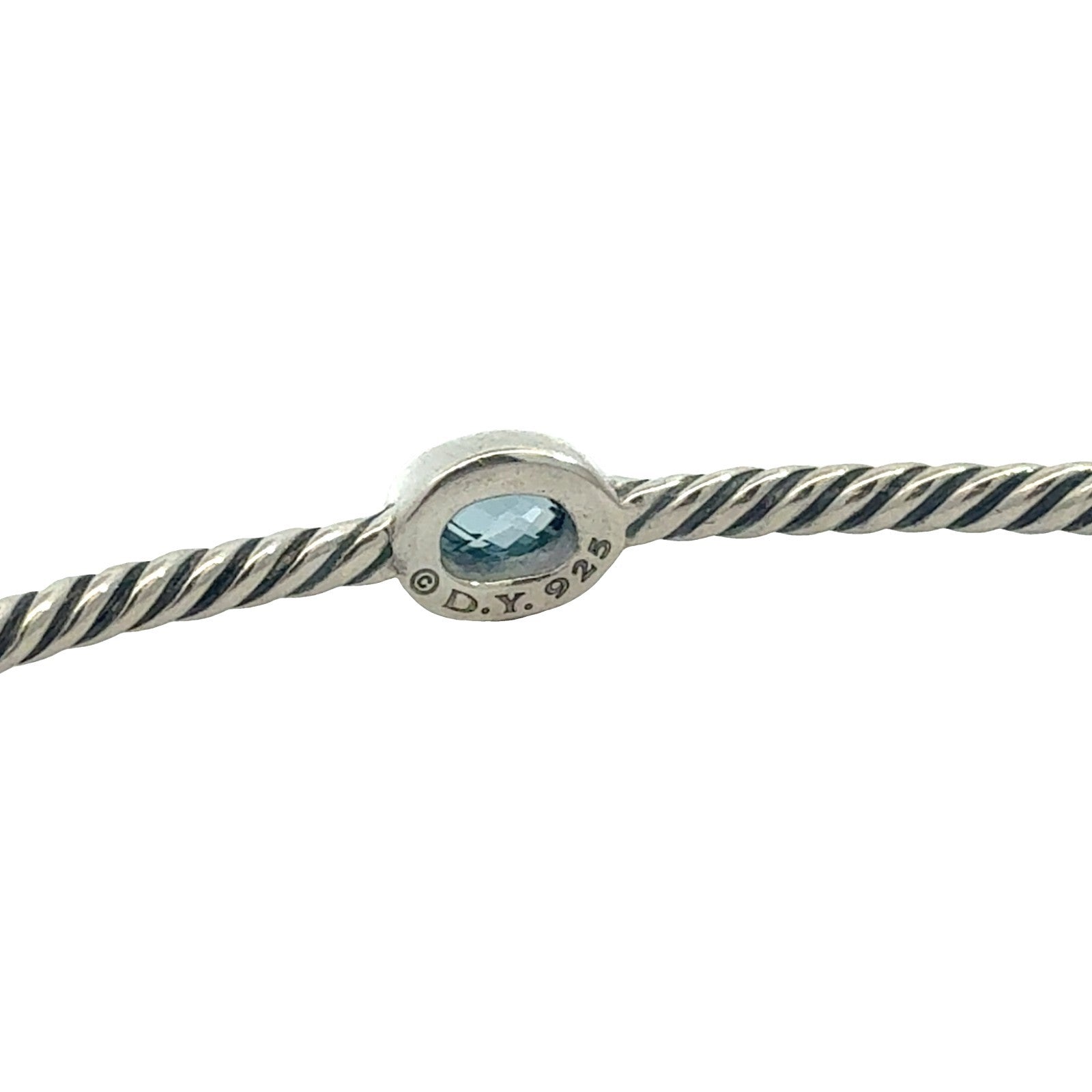 David Yurman Sterling Silver Blue Topaz Cable Station Bangle4