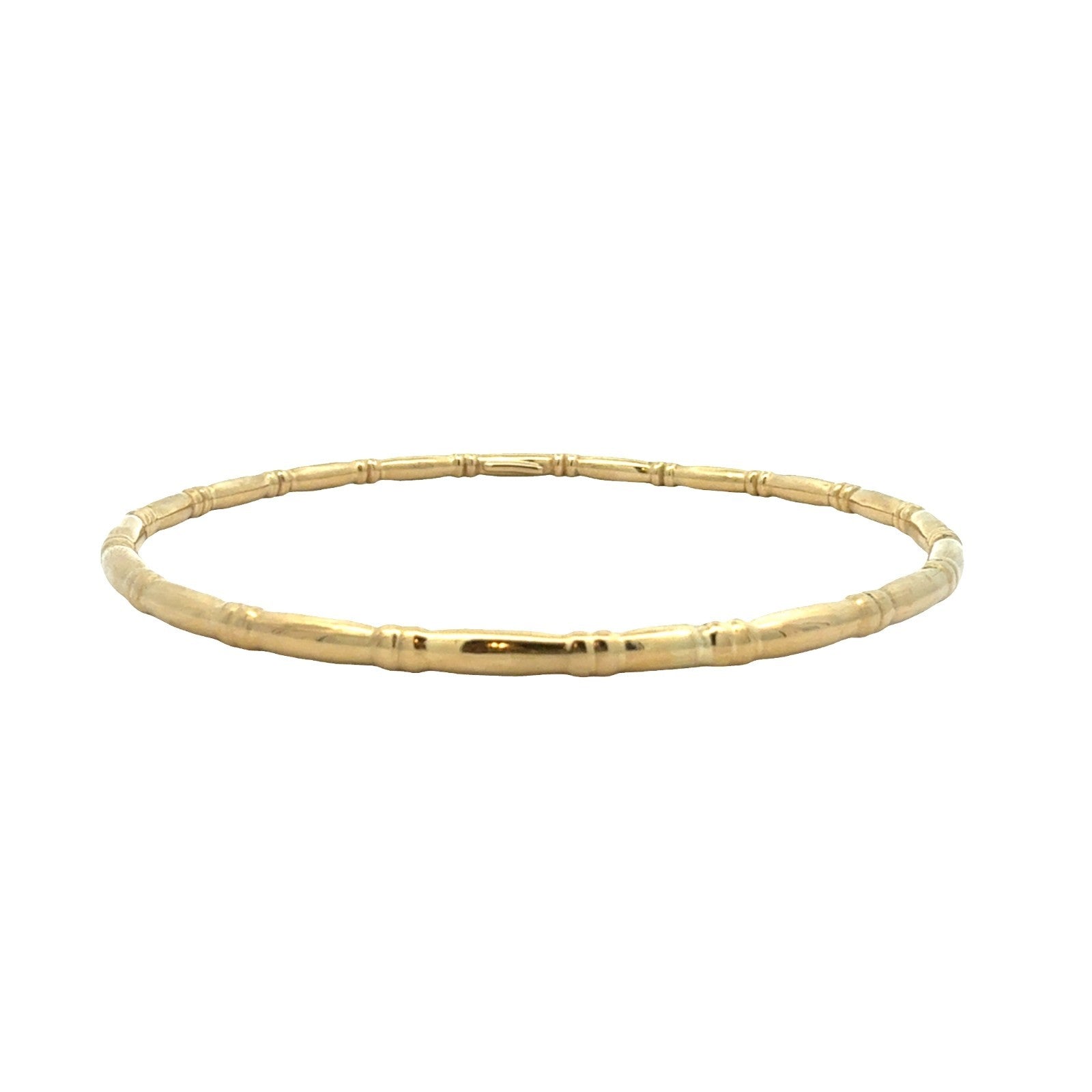 14k Yellow Gold Bamboo Bangle Bracelet 8"4