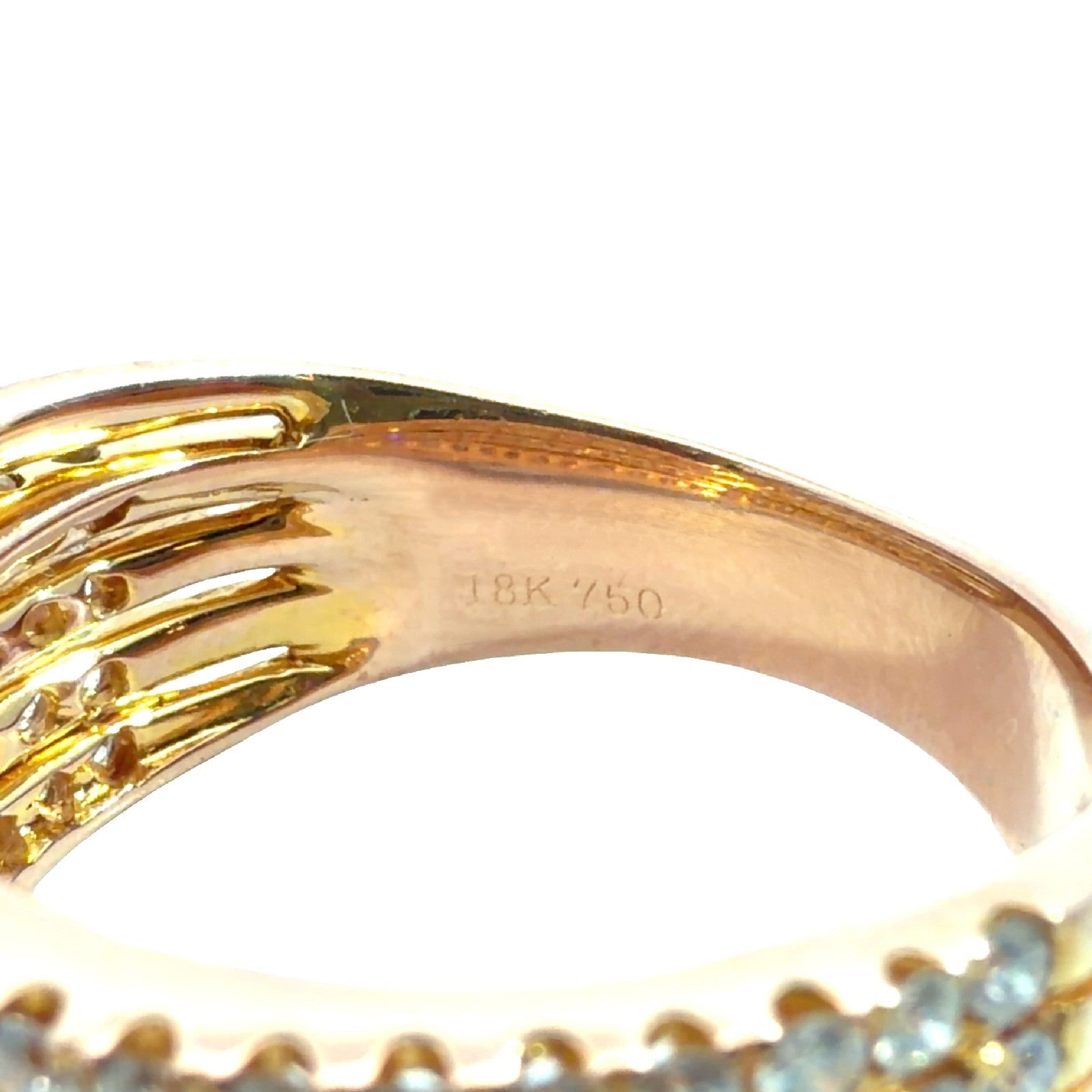 18k Rose Gold 1.47cttw Pave Diamond Crossover Band Ring Size 74