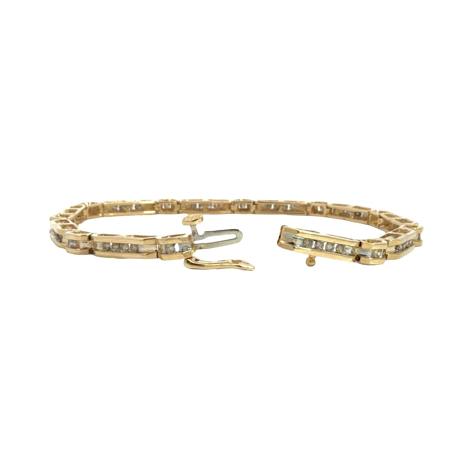 14K Yellow Gold 1.00cttw Channel Set Diamond Bar Link Tennis Bracelet4