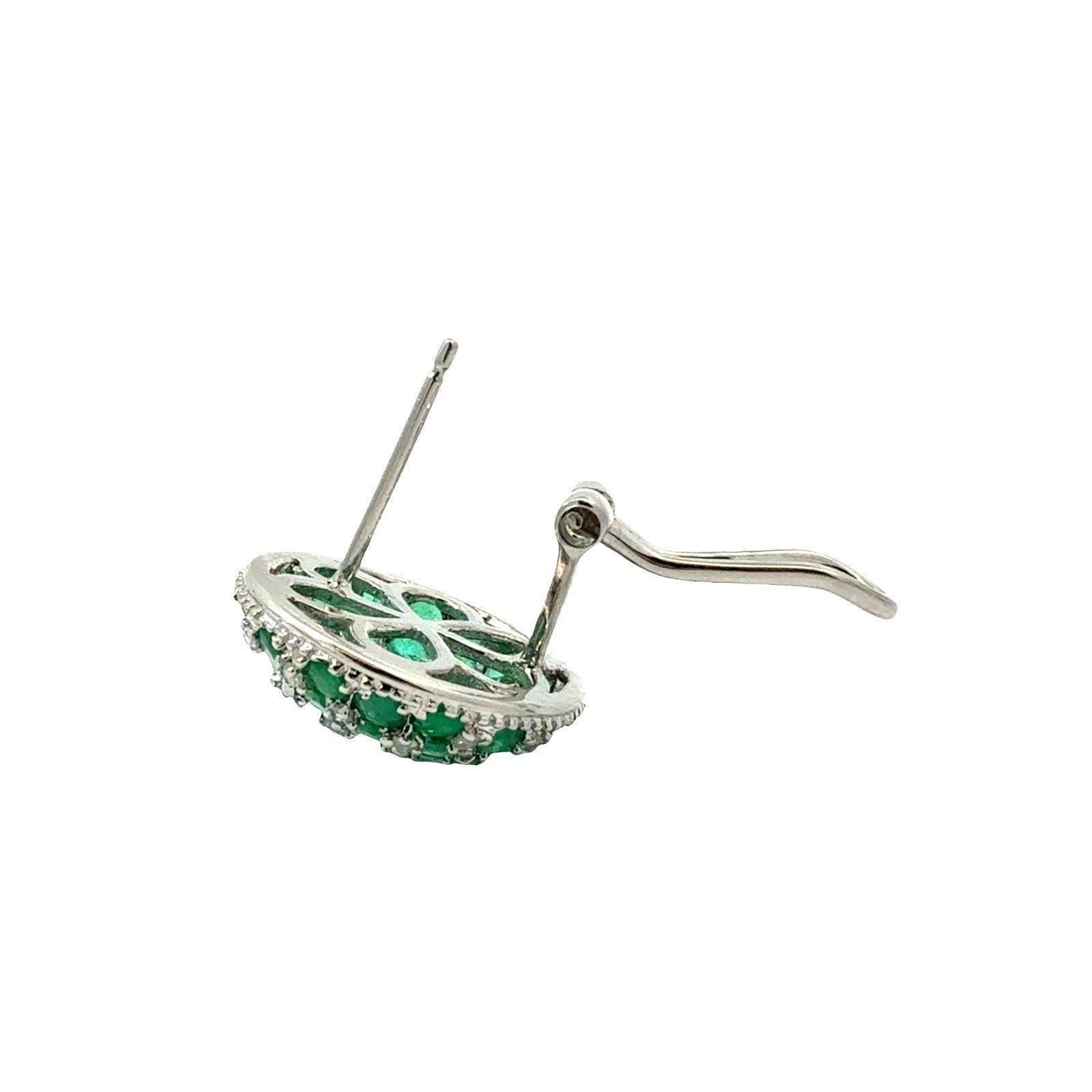 14k White Gold 1.86ctw Emerald and 0.32ctw Diamond Earrings3