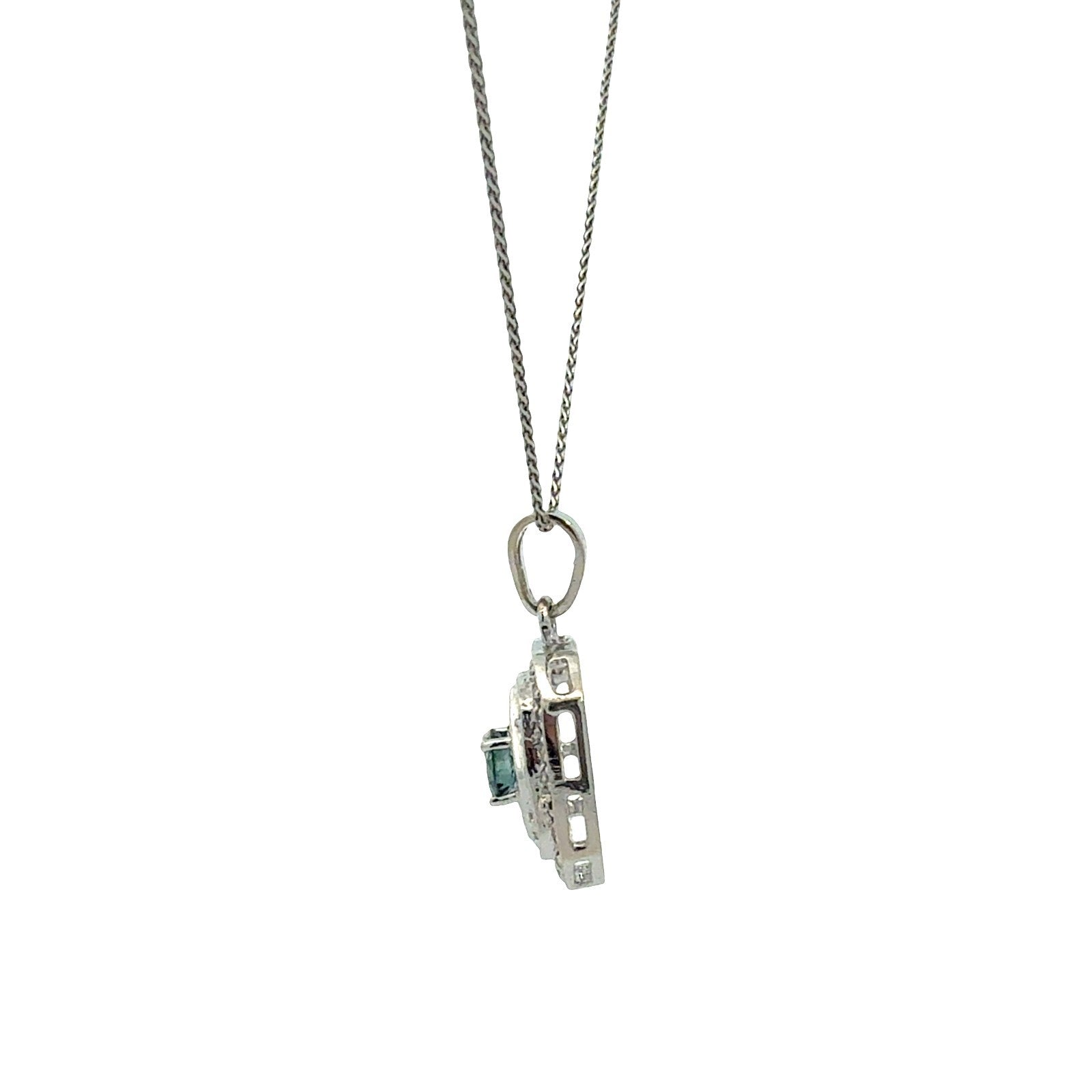 Vintage 14k White Gold 0.31tcw Blue Diamond Geometric Pendant Necklace4