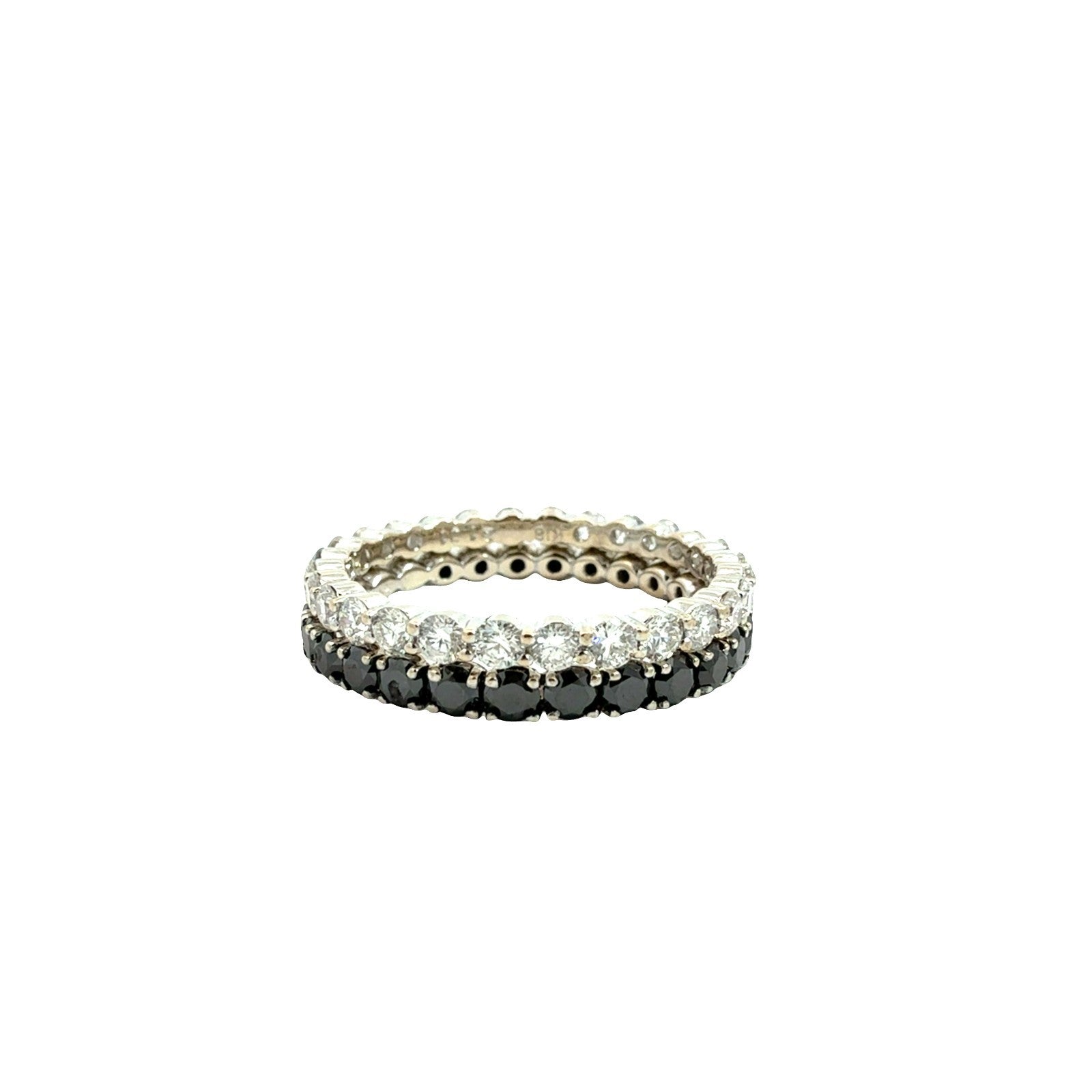 18k White Gold Black and White 2.02cttw Diamond Eternity Band Set2