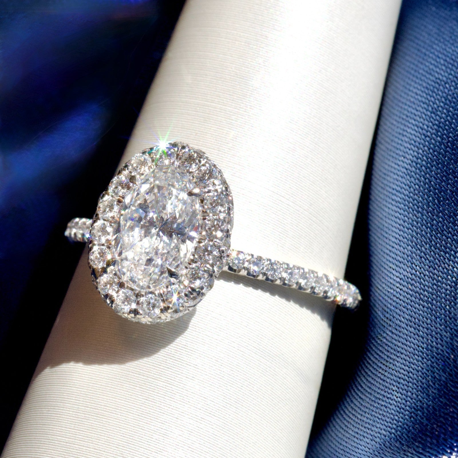 14k White Gold 2.04cttw Oval Halo Diamond Engagement Ring and Band Bridal Set 2