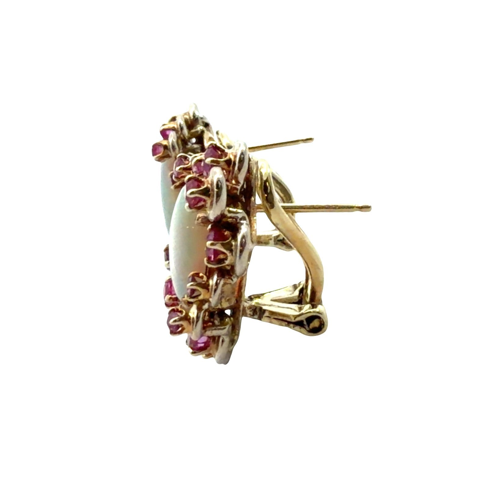 14k Yellow Gold 3.52ctw Ruby and 1.08ctw Opal Pin & Earring Set3