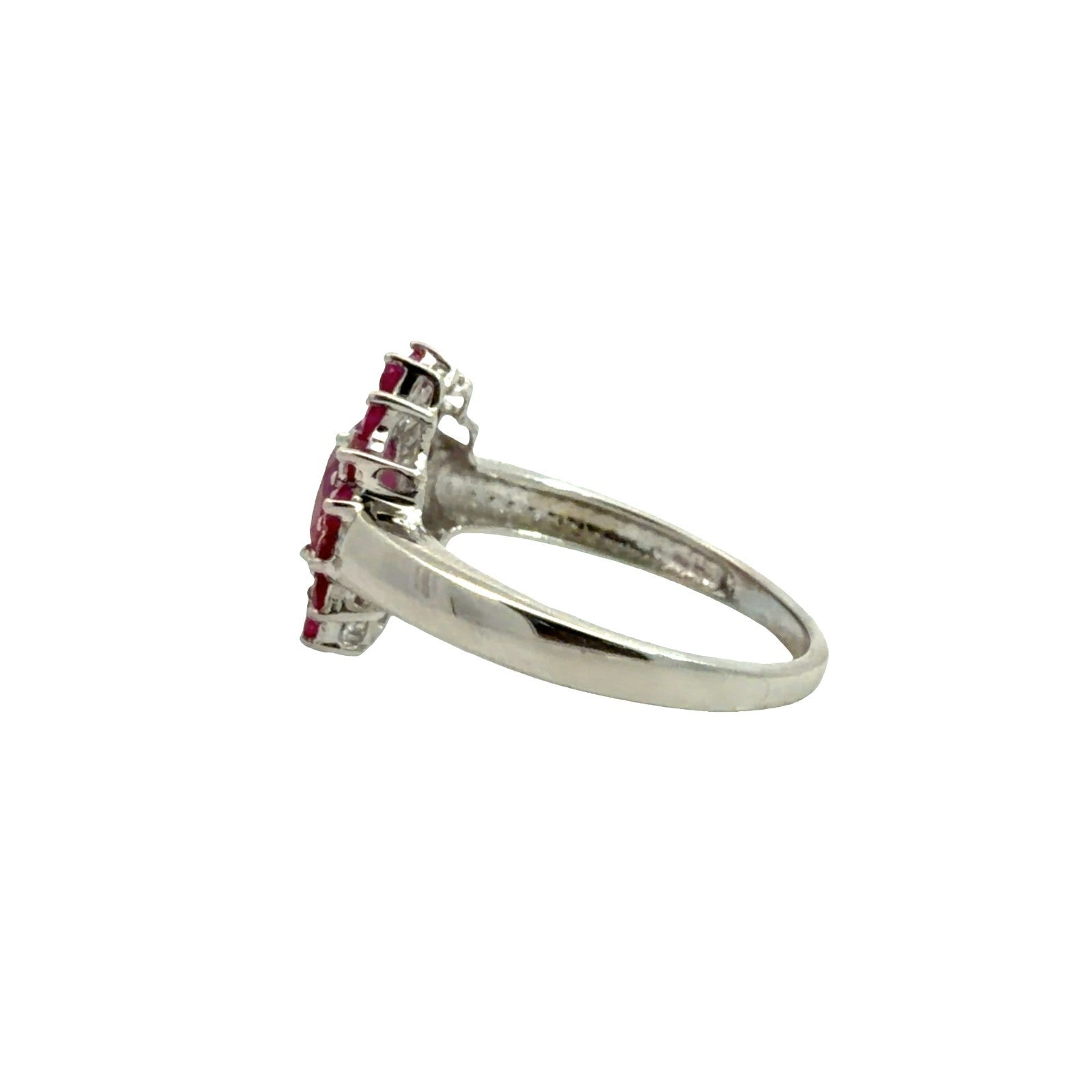 Estate 14k White Gold 0.20cttw Diamond & 1.21cttw Ruby Cluster Cocktail Ring4