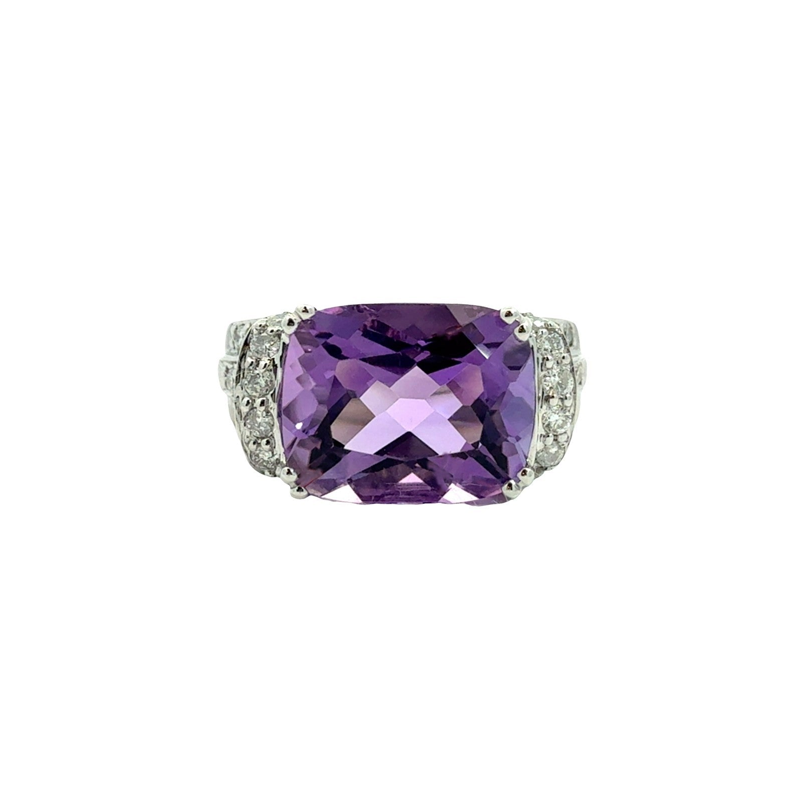 14k White Gold Cushion-Cut 4.73tcw Amethyst and 0.88cttw Diamond Cocktail Ring1