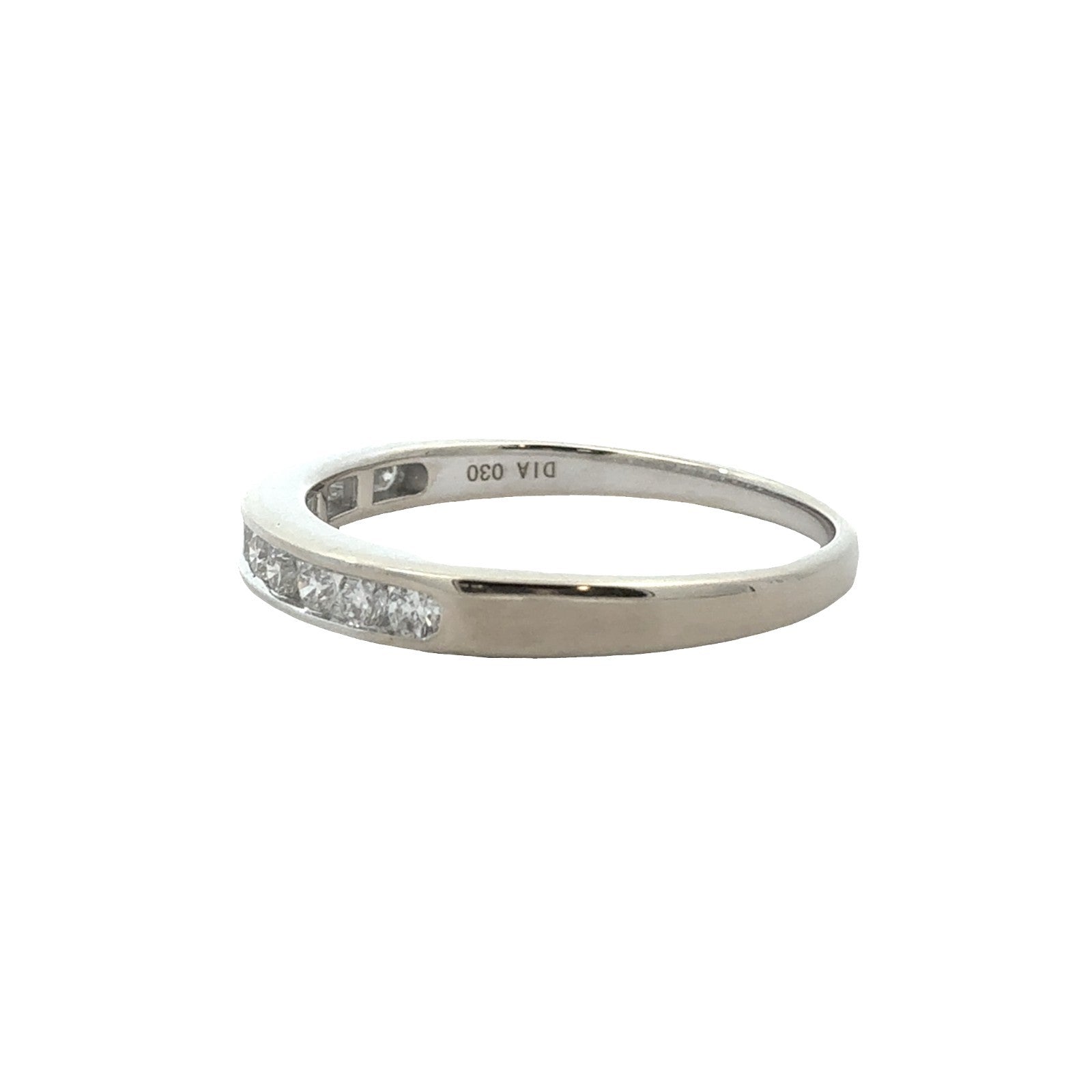 18k White Gold and 0.30ctw Channel Set Diamond Band Size 7.754