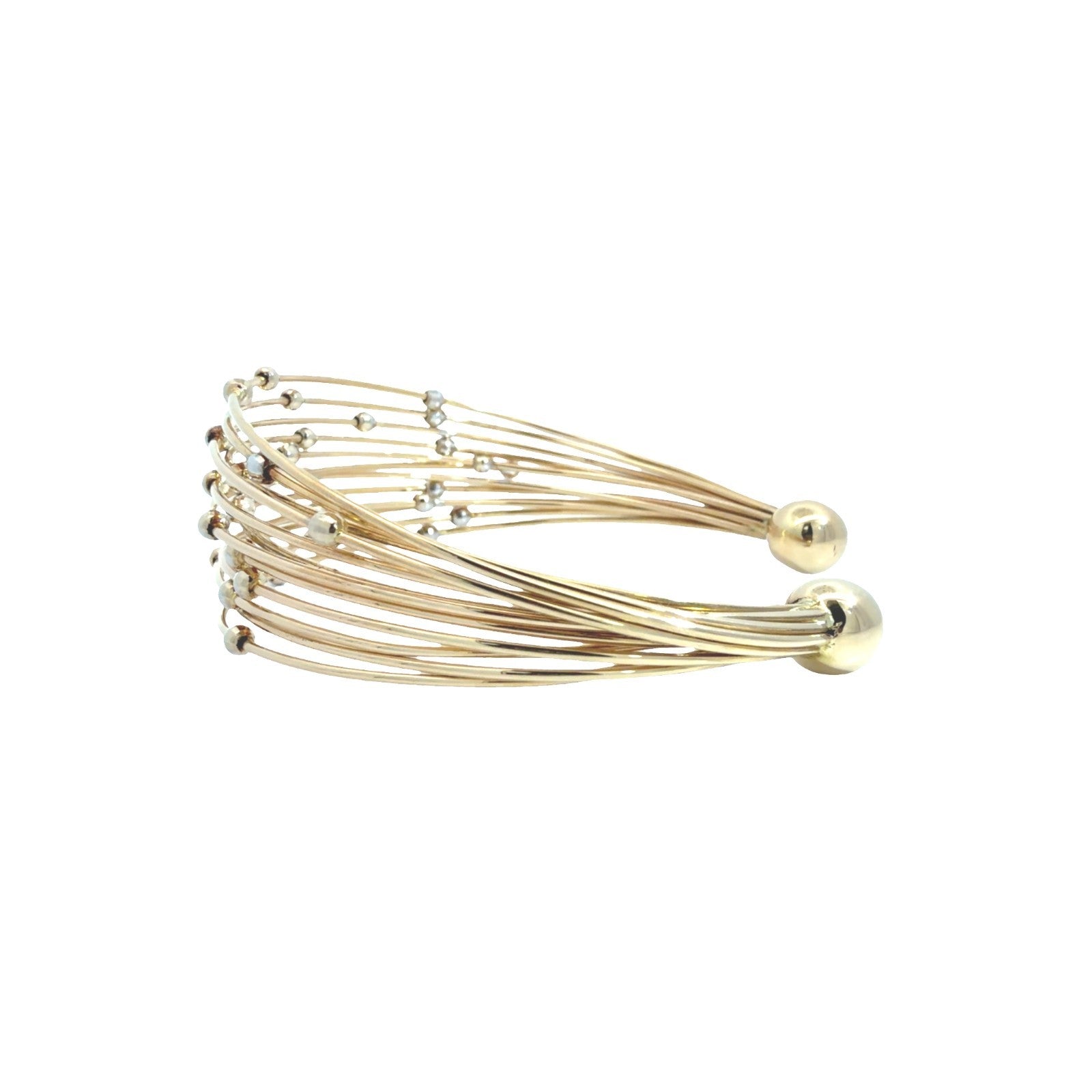 18k Multi-Tone Gold Multi-Strand Beaded Cuff Bracelet 7.25"4