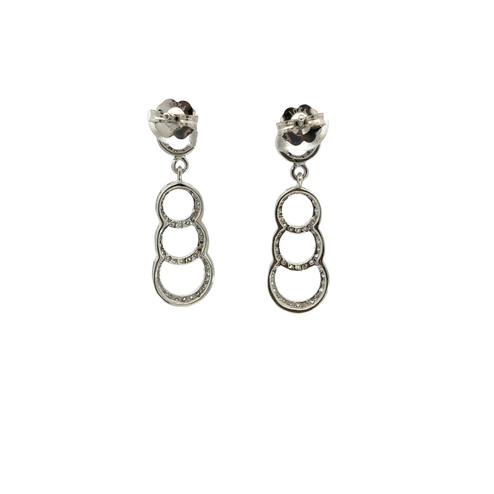 10k White Gold 0.46ctw Diamond Four Circle Dangle Earrings2