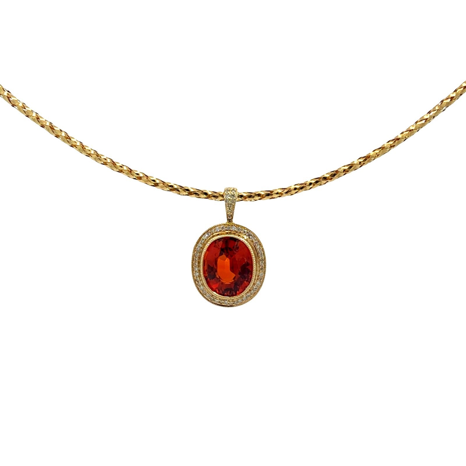 14k Yellow Gold 3.47tcw Oval Citrine and 0.22cttw Diamond Pendant Necklace4