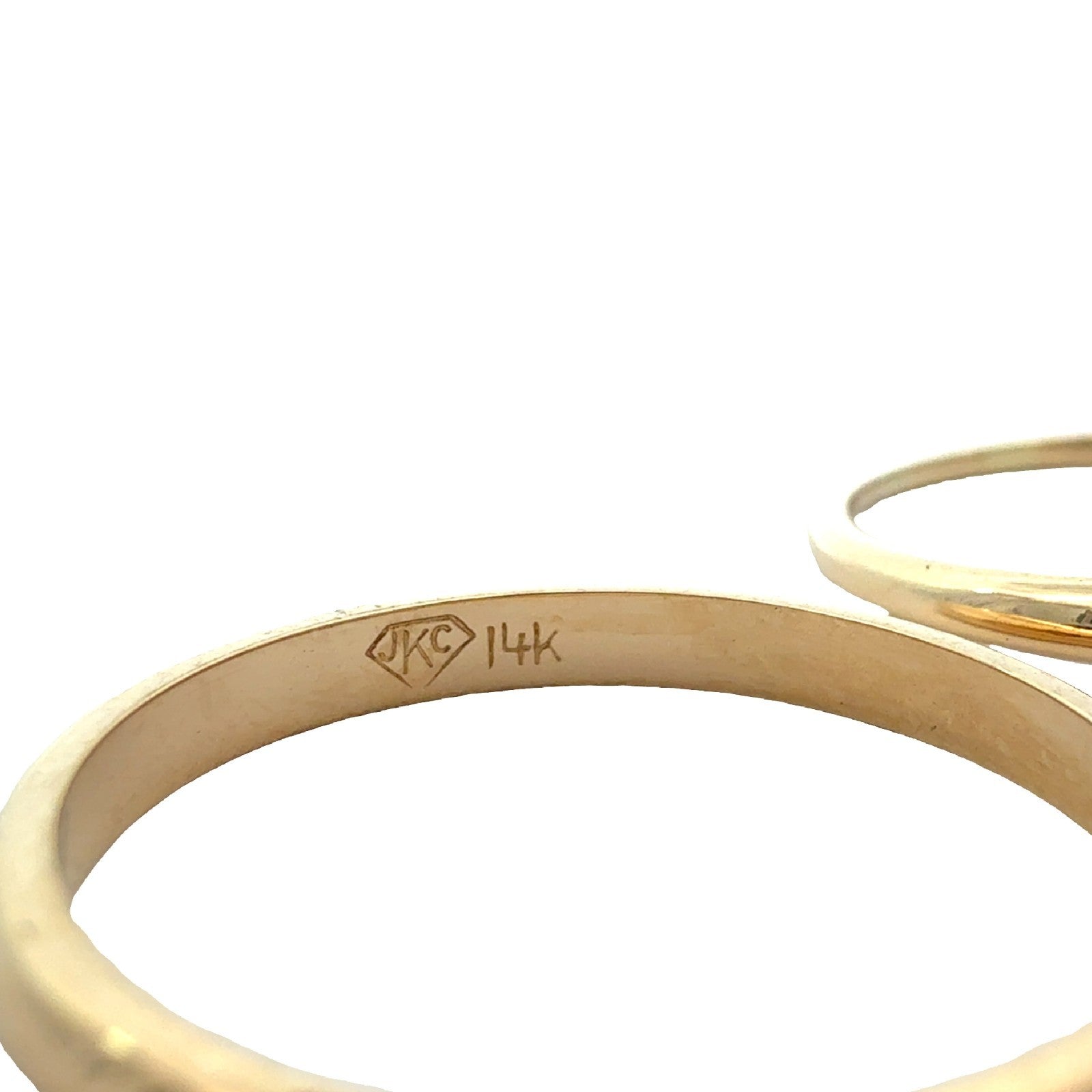 14k Yellow Gold Two Tone Solitaire 0.27ctw Diamond Bridal Set Size 6.56