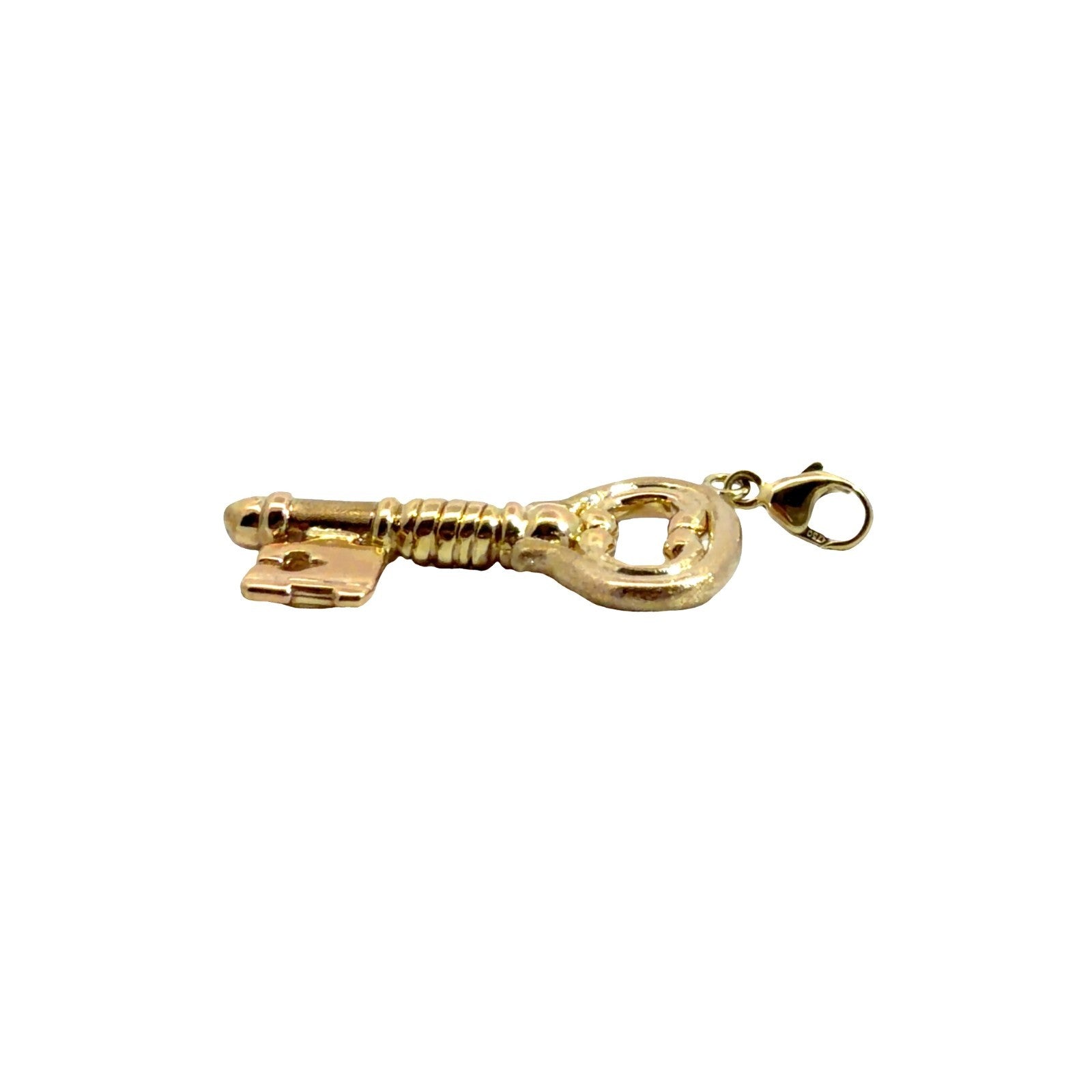 18k Yellow Gold Italian Skeleton Key Charm Pendant3