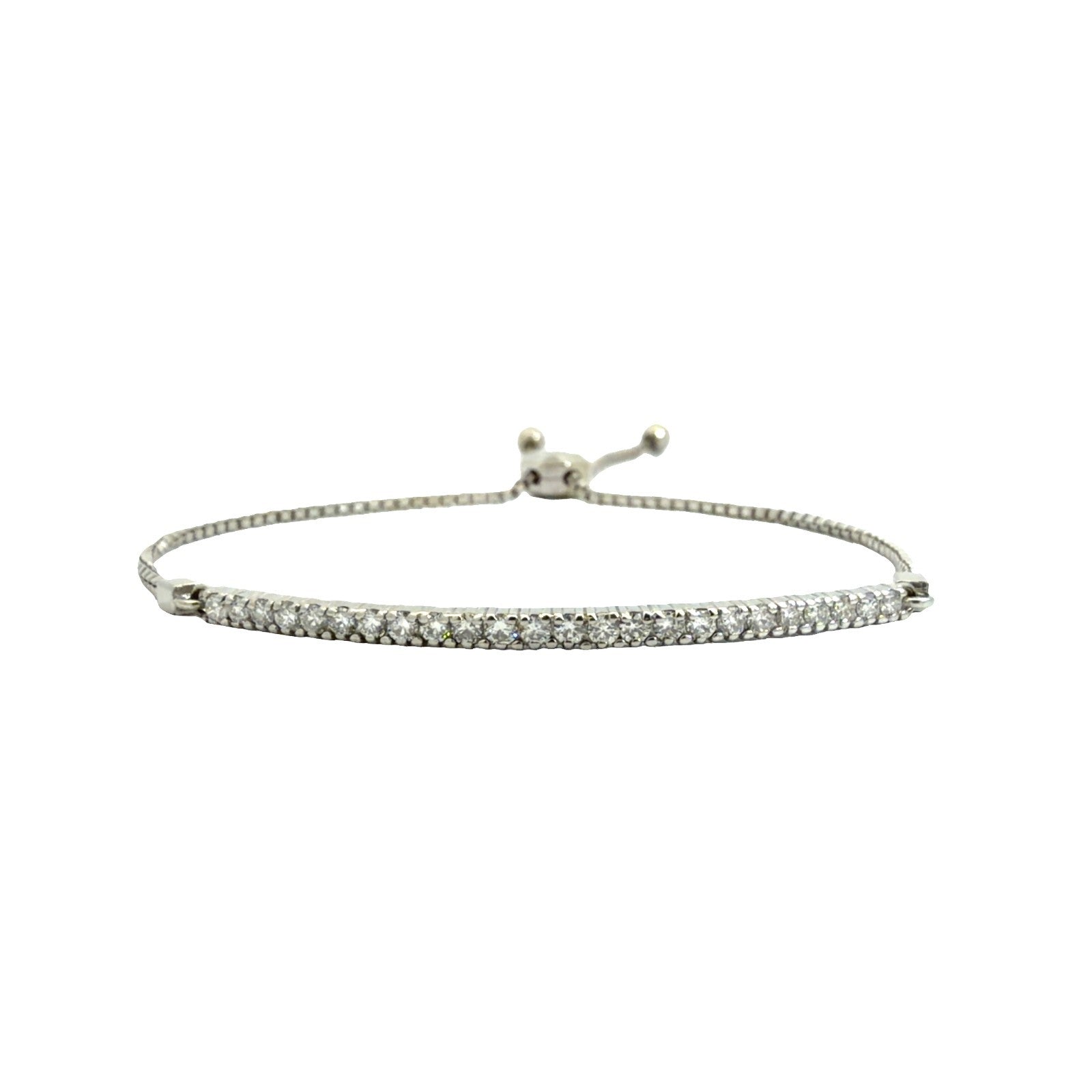 14k White Gold & 1.95cttw Diamond Adjustable Bolo Bracelet 9"0