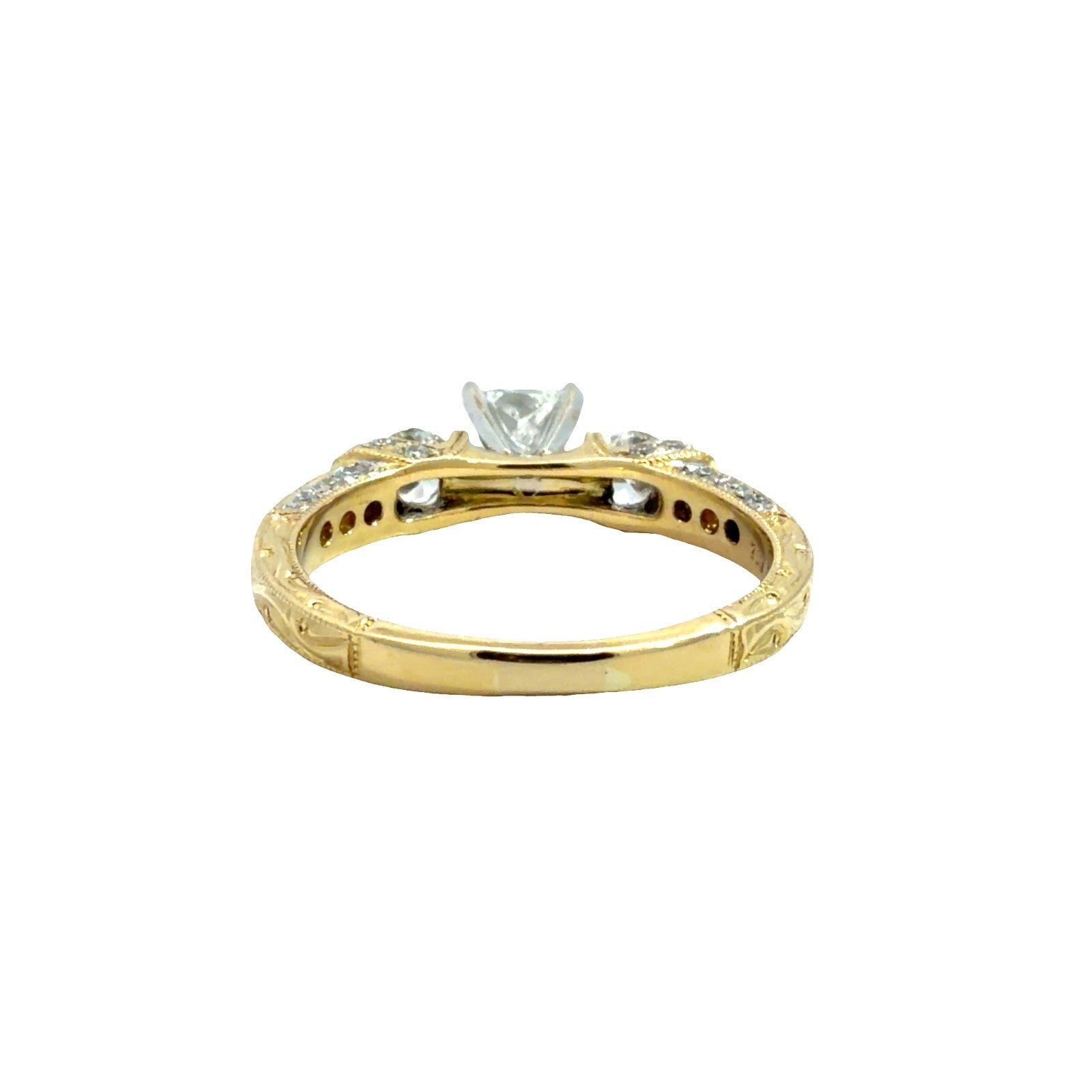 18k Two-Tone Gold Princess Cut with Accents 0.72cttw Diamond Engagement Ring 2