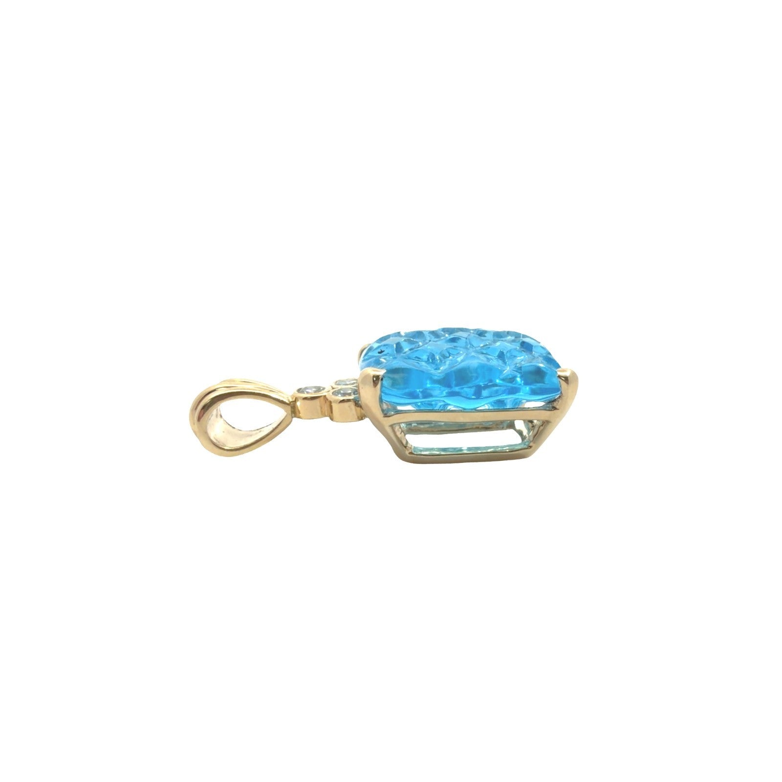 14k Yellow Gold 29.0tcw Blue Topaz & 0.23cttw Diamond Pendant3