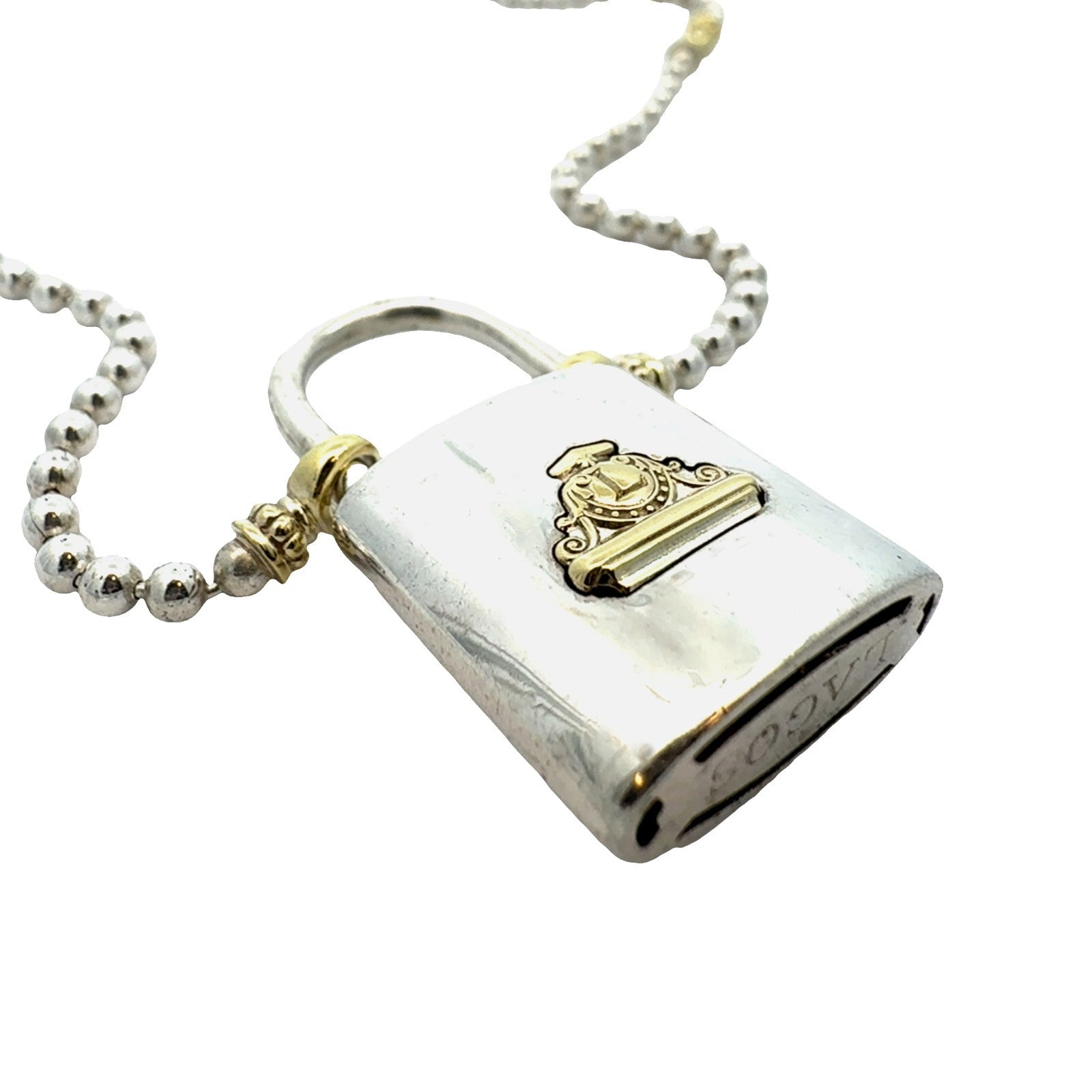 LAGOS Sterling Silver & 18k Yellow Gold Beloved Large Lock Necklace 18"3