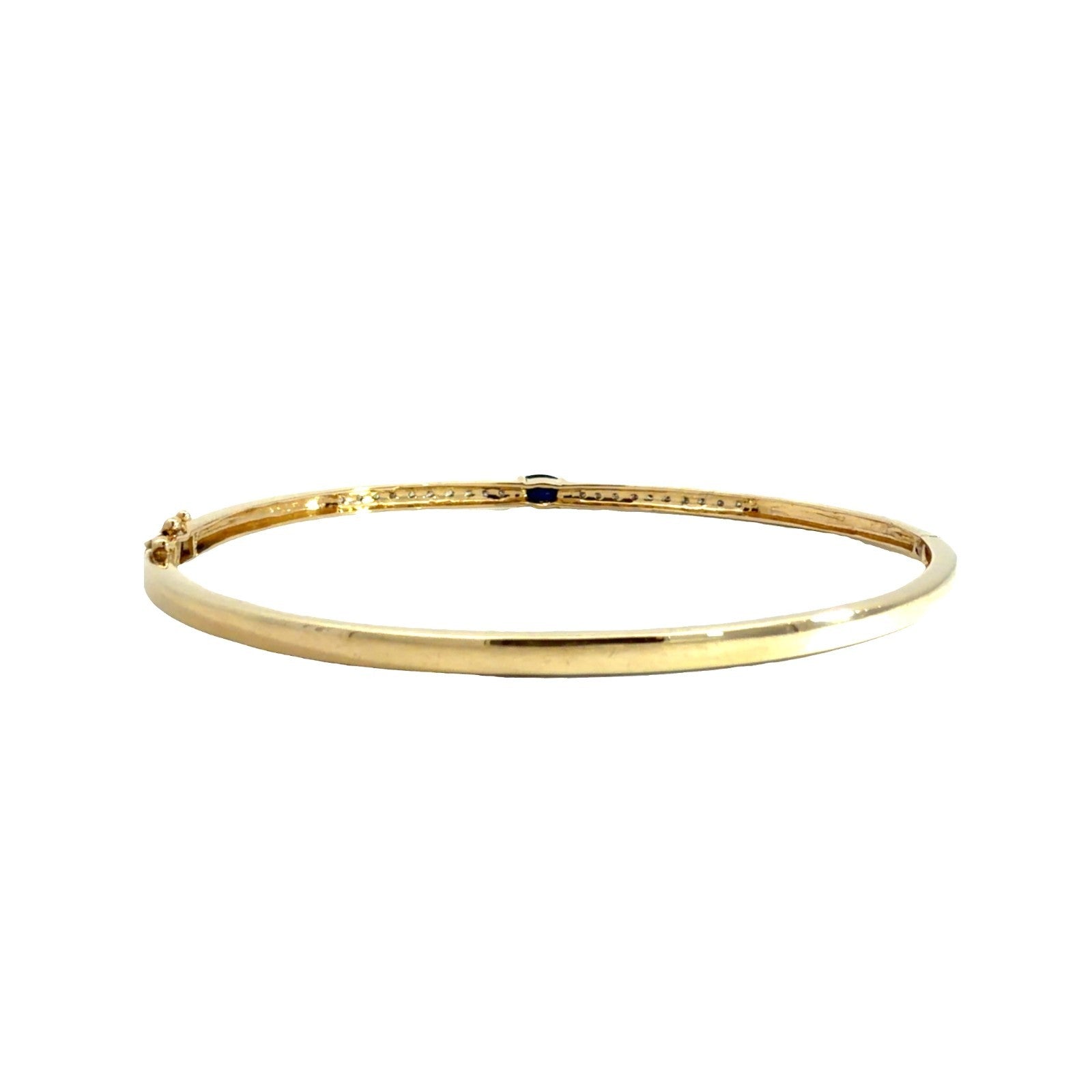 14k Yellow Gold Stamped 0.42cttw Blue Sapphire & 0.18ctw Diamond Bangle 7.5"3