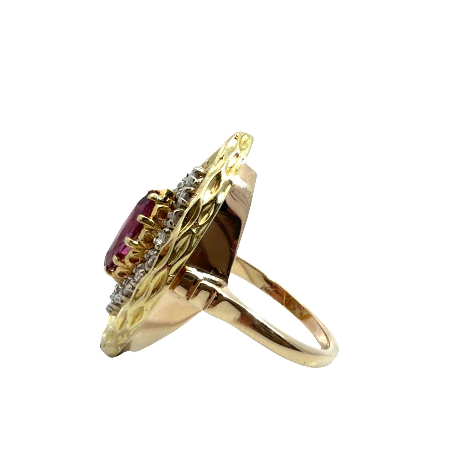 Stamped 14k Yellow Gold 1.00ctw Pink Sapphire 0.48ctw Diamond Ring4