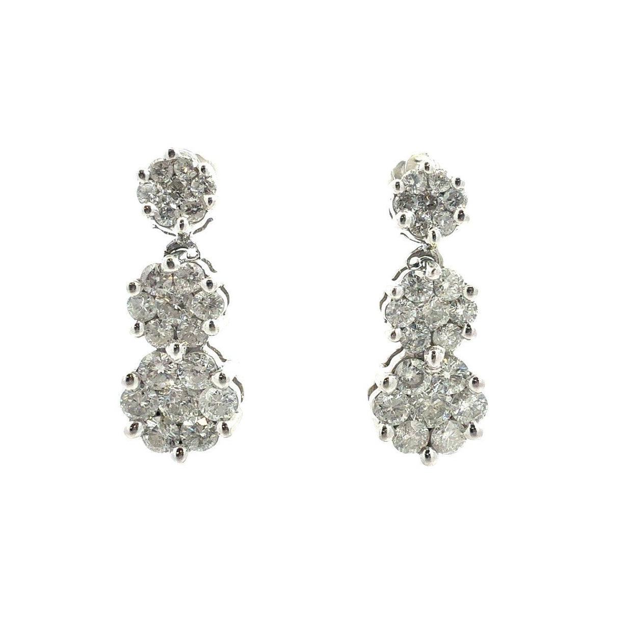 14k White Gold and 1.89ctw Diamond Tiered Floral Drop Earrings0