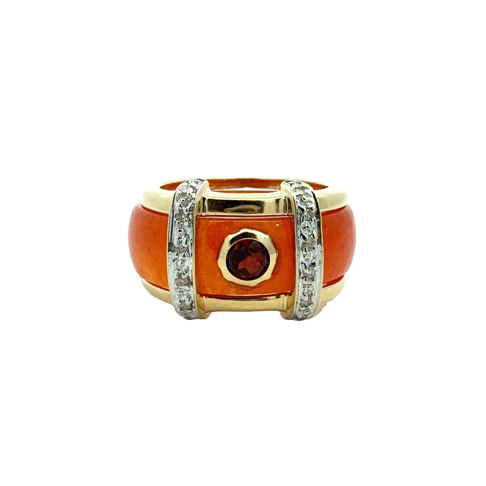 Vintage 14k Yellow Gold 0.07cttw Diamond and Interchangeable Jade Ring Set8