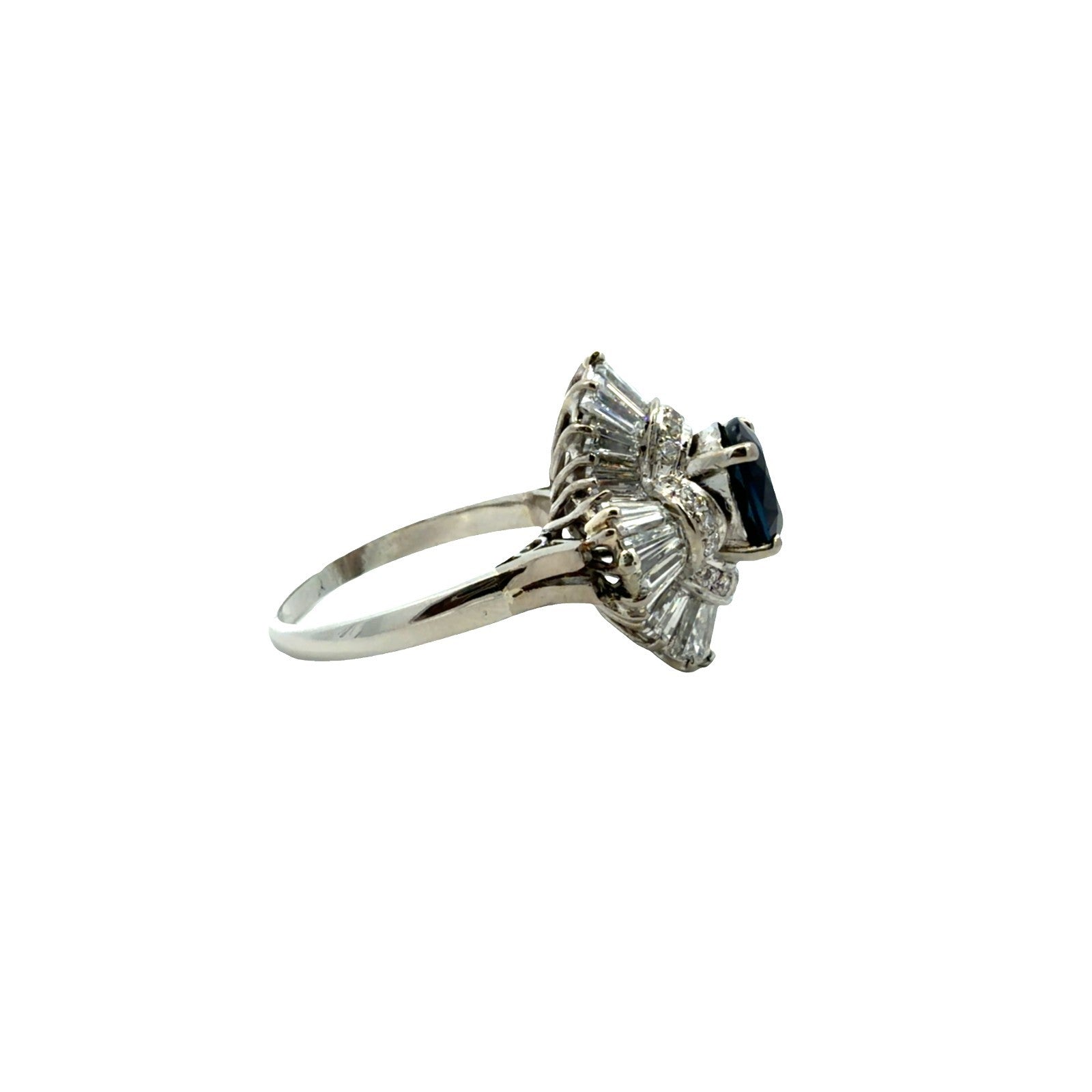 Vintage Gold & Platinum 1.82cttw Sapphire & 1.74cttw Diamond Ballerina Ring3