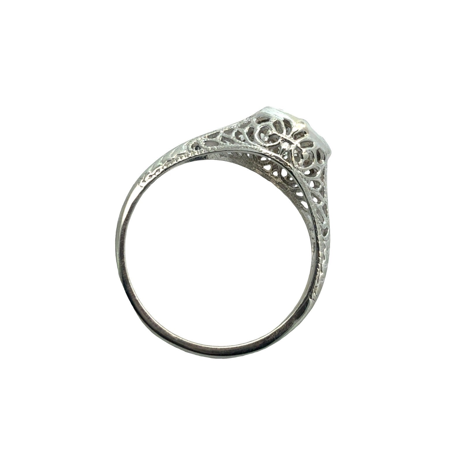 Art Deco 10k White Gold 0.53cttw Diamond Engagement Ring Size 5.755