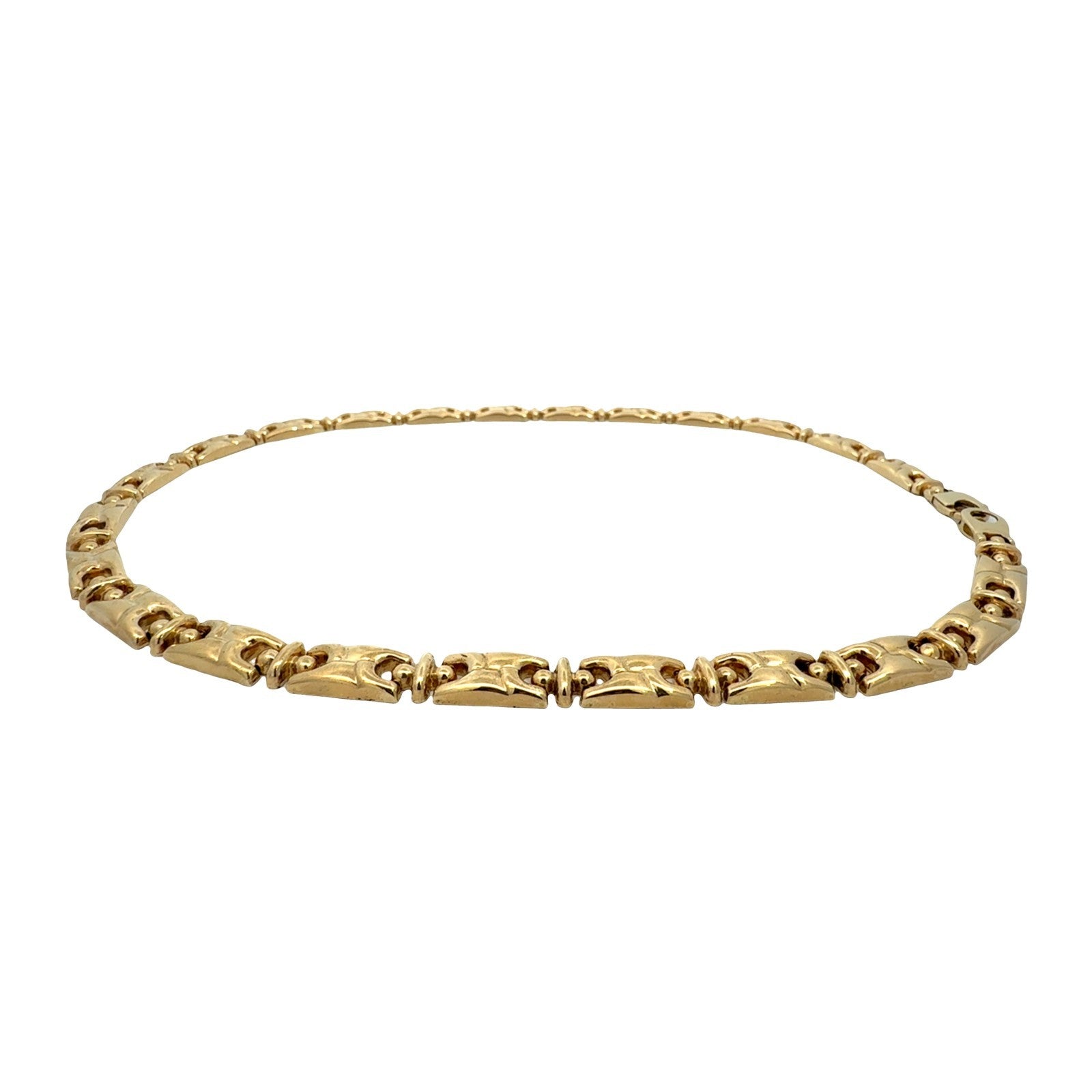 14k Yellow Gold Geometric Link Chain Necklace4
