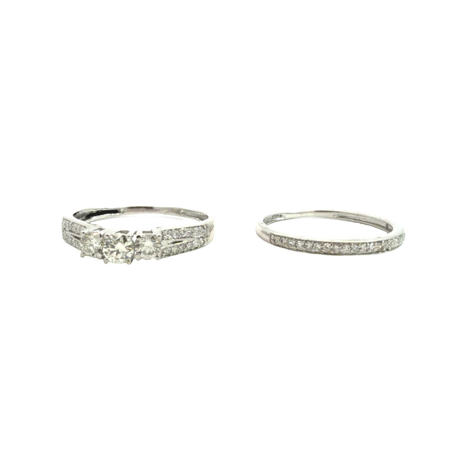 14k White Gold & 0.28cttw Diamond Bridal Ring Set Size 5.5 & 61