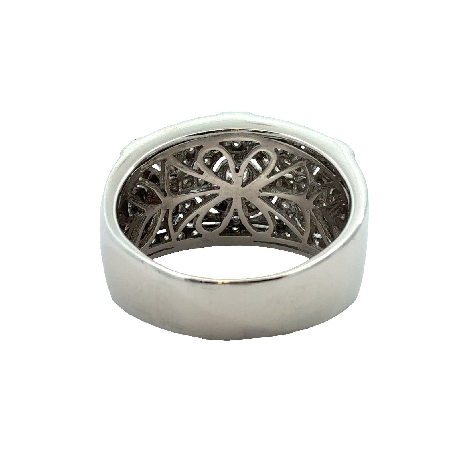 18k White Gold Art Deco Style 0.71ctw Diamond Cluster Ring Size 7.53