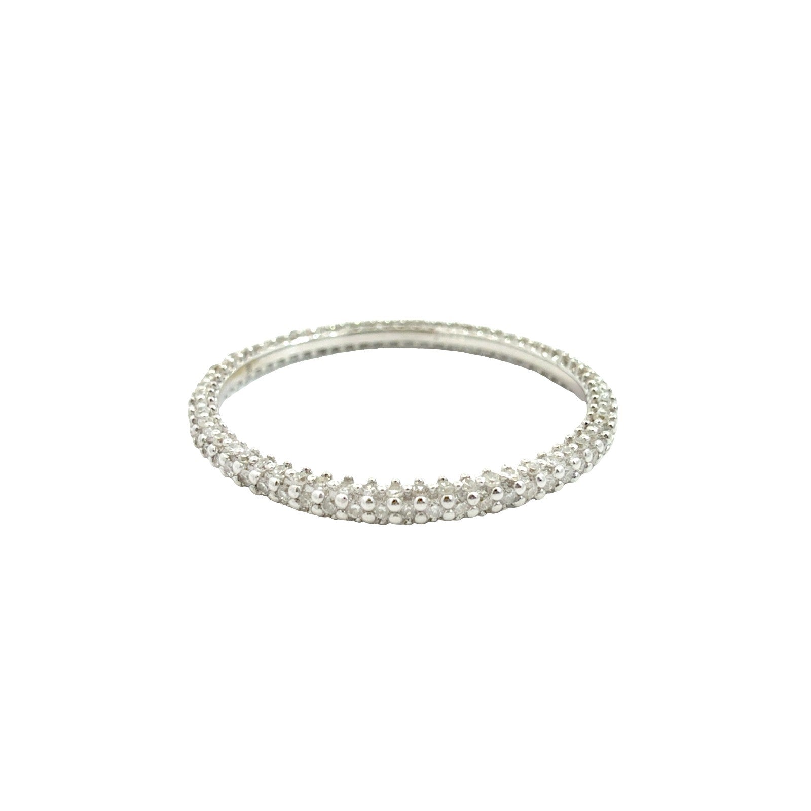 14k White Gold Pavé 0.68cttw Diamond Eternity Wedding Band0