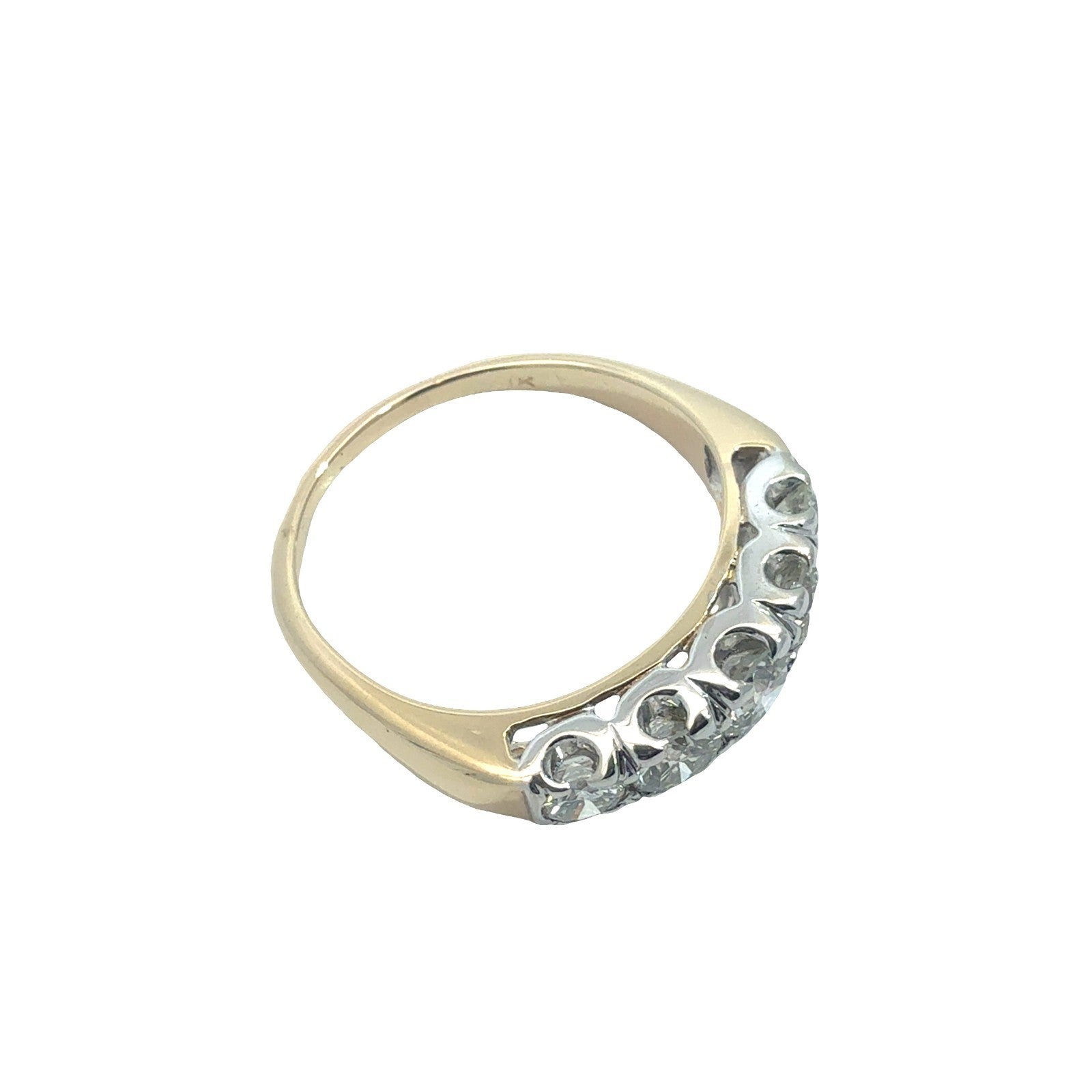 14k Yellow Gold Two-Toned 0.97ctw 5 Diamond Wedding Band Ring Size 71