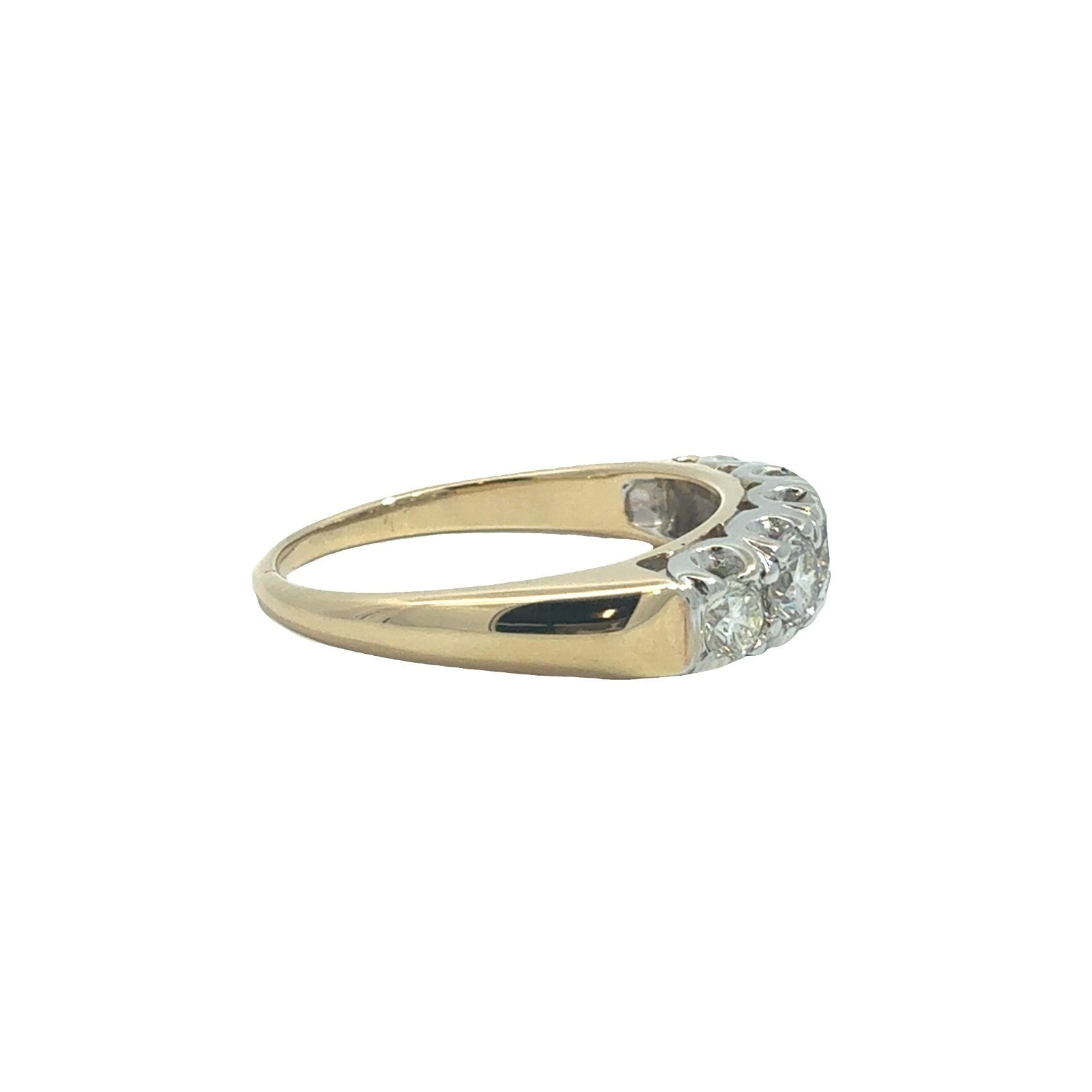 14k Yellow Gold Two-Toned 0.97ctw 5 Diamond Wedding Band Ring Size 74