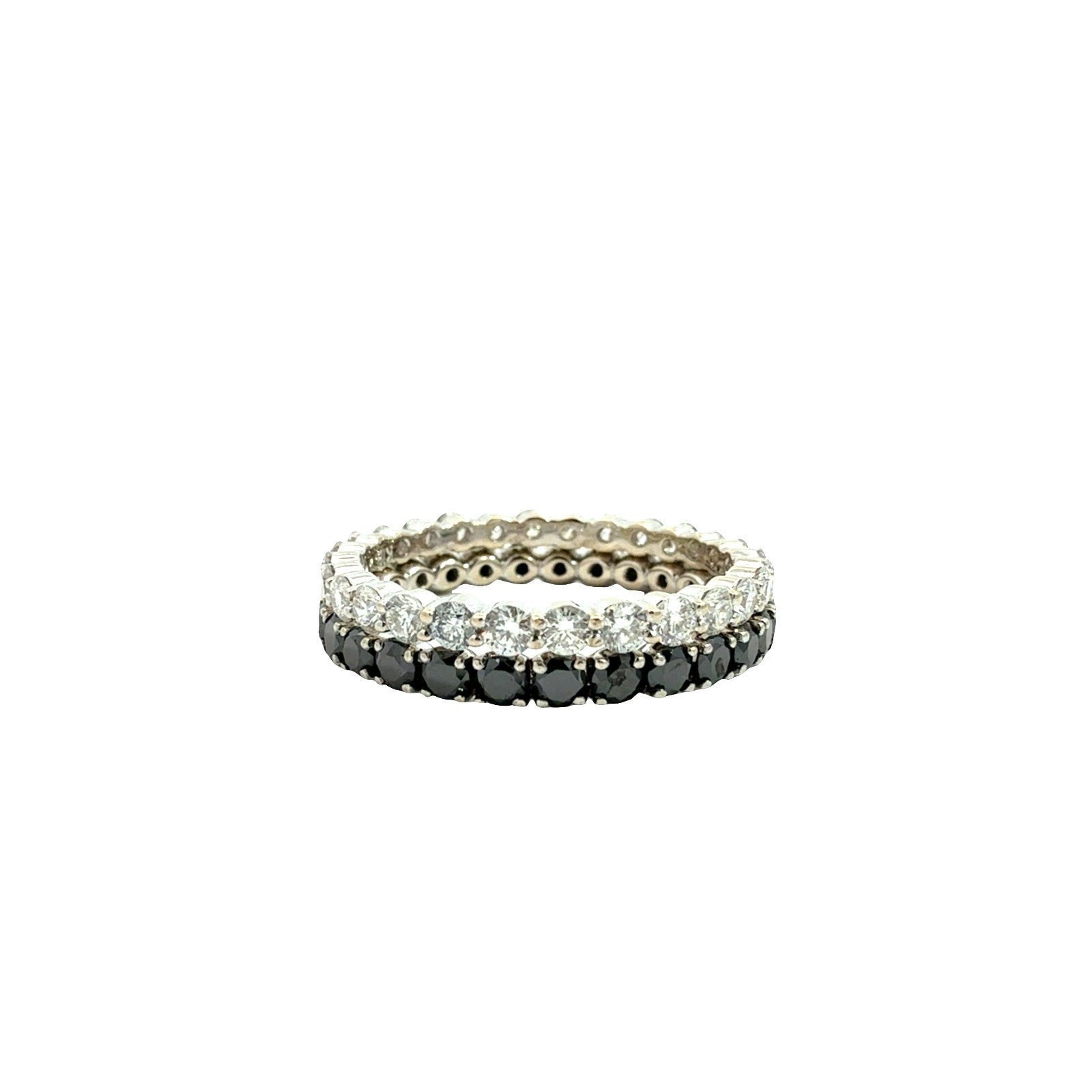 18k White Gold Black and White 2.02cttw Diamond Eternity Band Set0