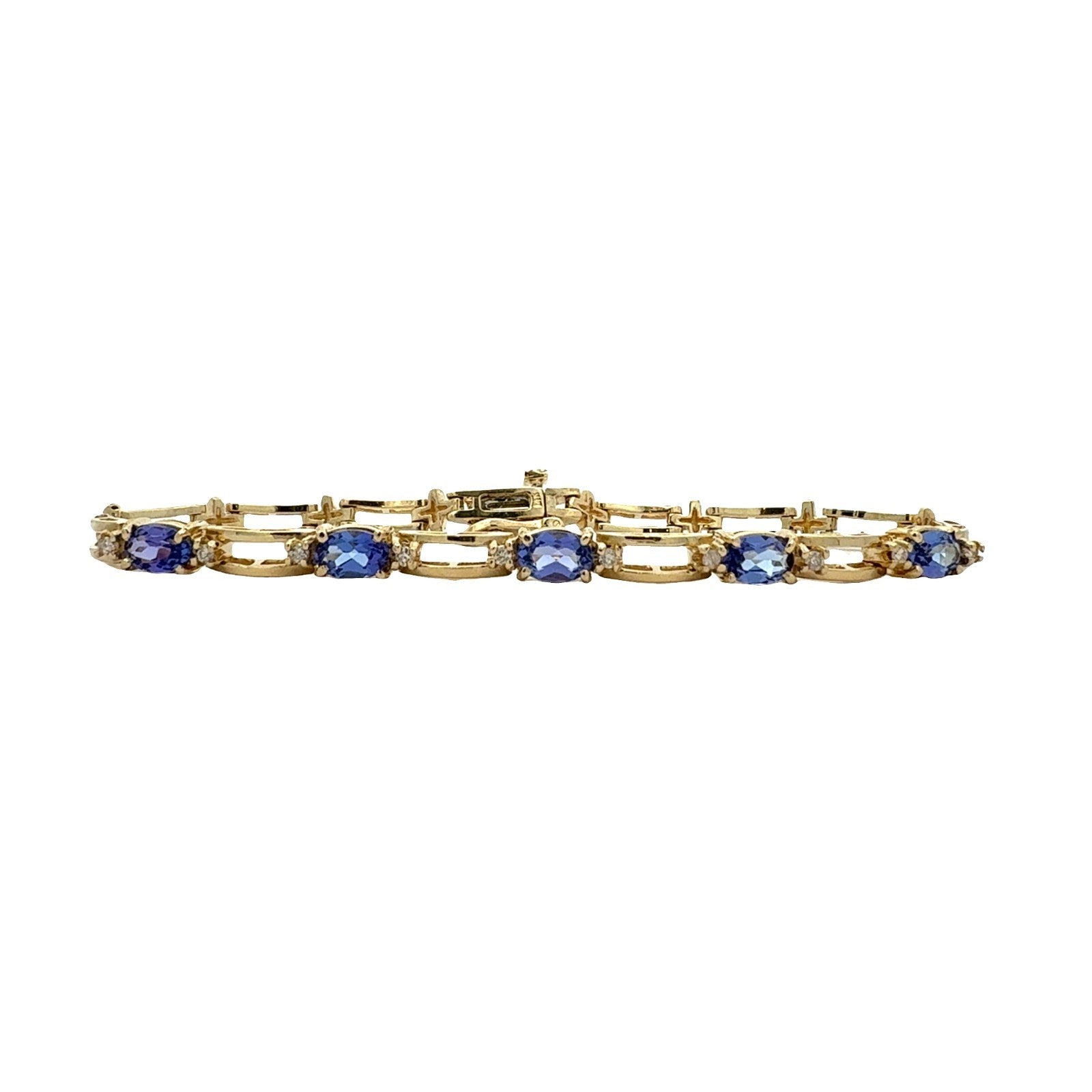 14k Yellow Gold Tennis Bracelet with 2.75ctw Tanzanite and 0.18ctw Diamond 7"0