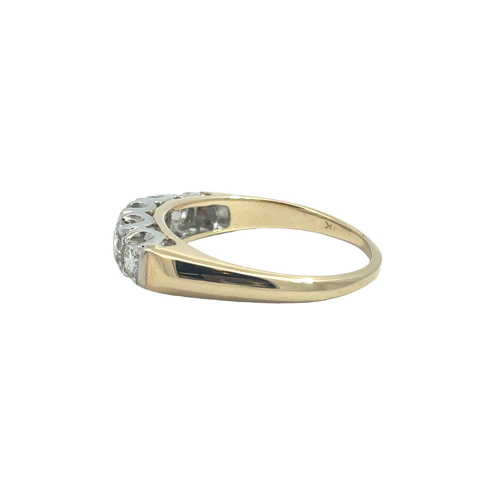 14k Yellow Gold Two-Toned 0.97ctw 5 Diamond Wedding Band Ring Size 72