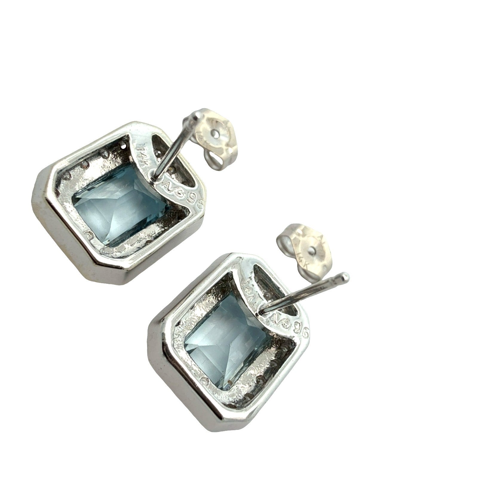 14k White Gold 1.97cttw Aquamarine andd 0.22cttw Diamond Halo Stud Earrings5