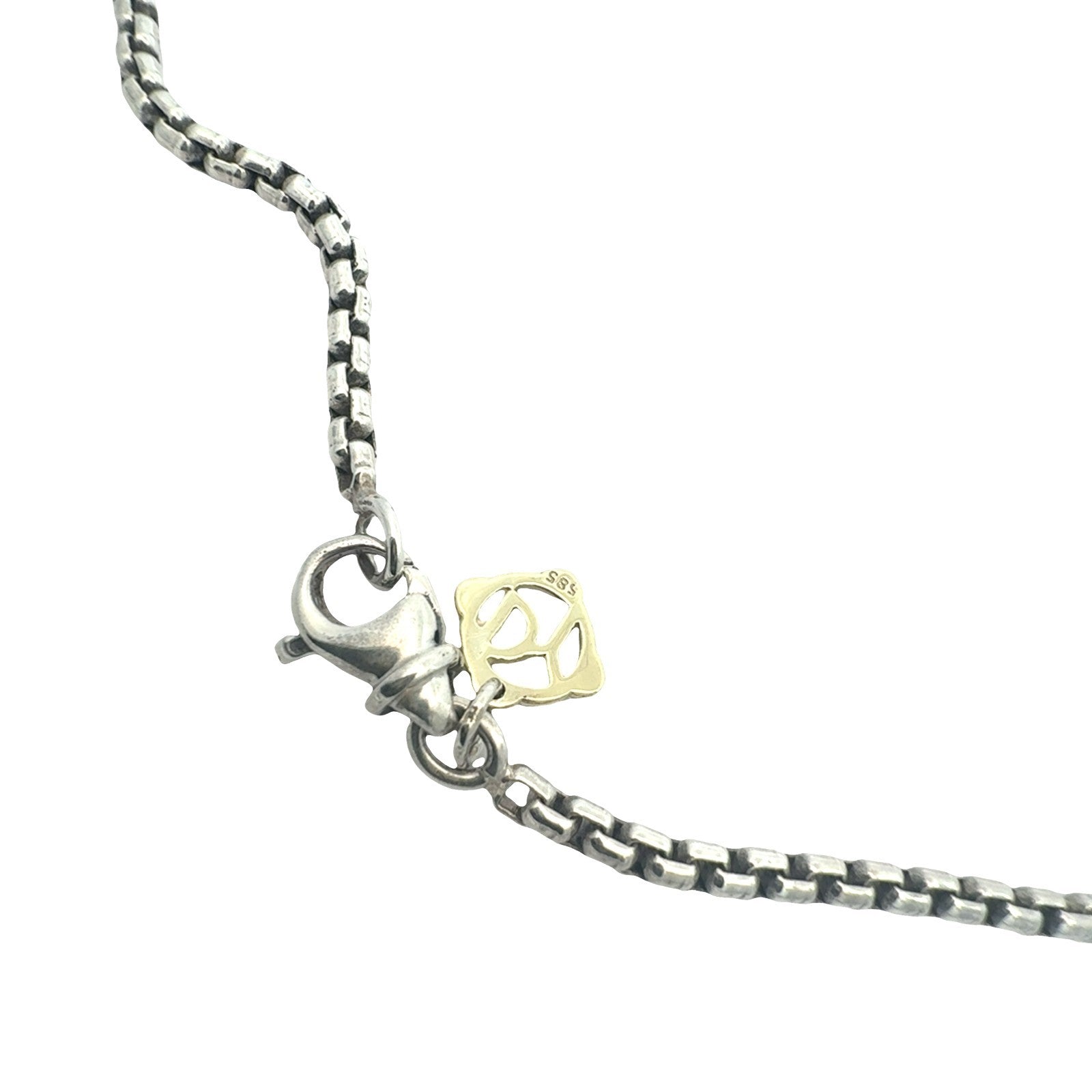 David Yurman Sterling Silver Box Chain Necklace with Yellow Gold Tag5