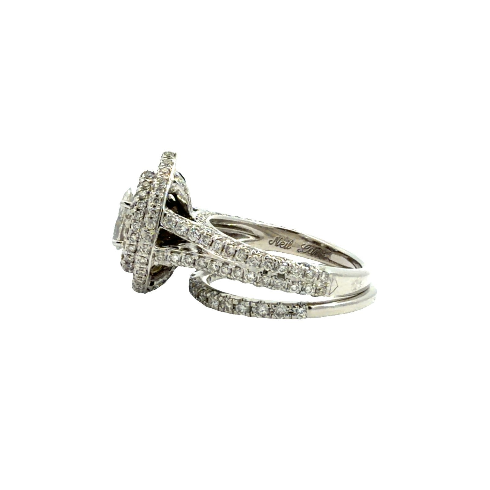 14k White Gold 2.64ctw(0.55ctw) Pear Diamond Halo Engagement Ring Set Size 5.754