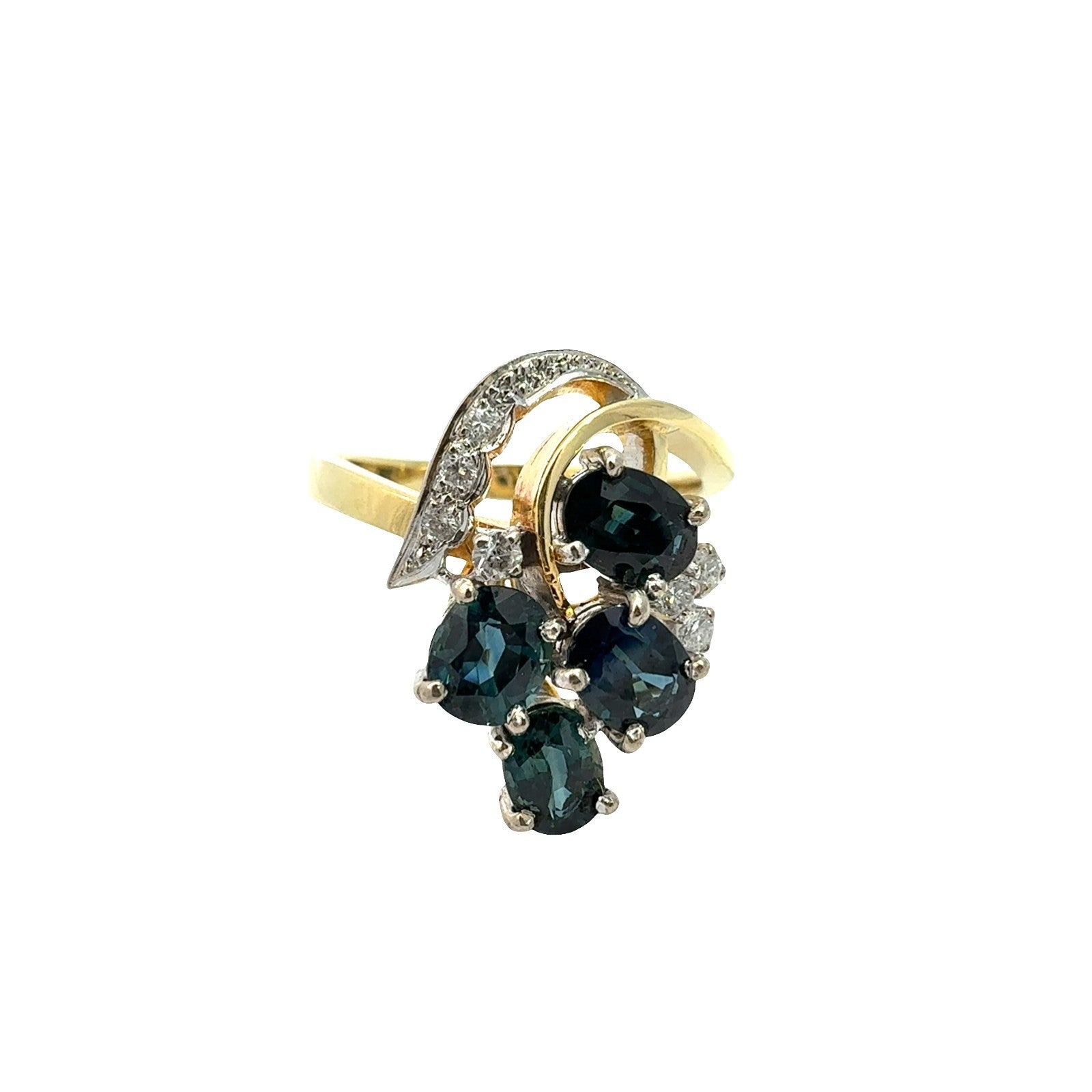 Vintage 18k Multi-Tone Gold Stamped 1.78cttw Sapphire and 0.12cttw Diamond Ring6