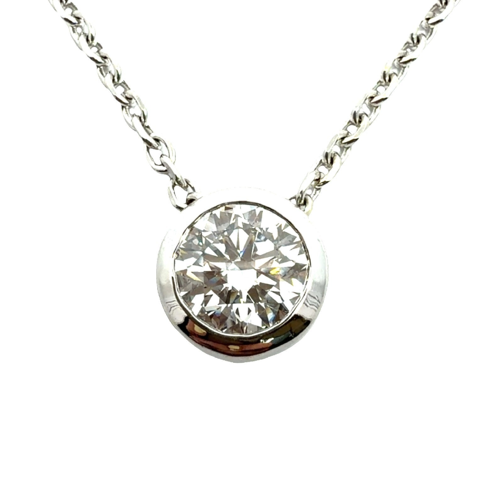 14k White Gold 3.90tcw Bezel-Set Lab Grown Diamond Necklace 18"1