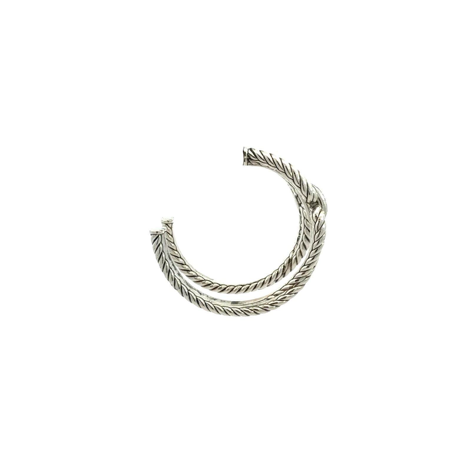 David Yurman Sterling Silver and 0.11ctw Diamond Cable Loop Hoop Earrings5