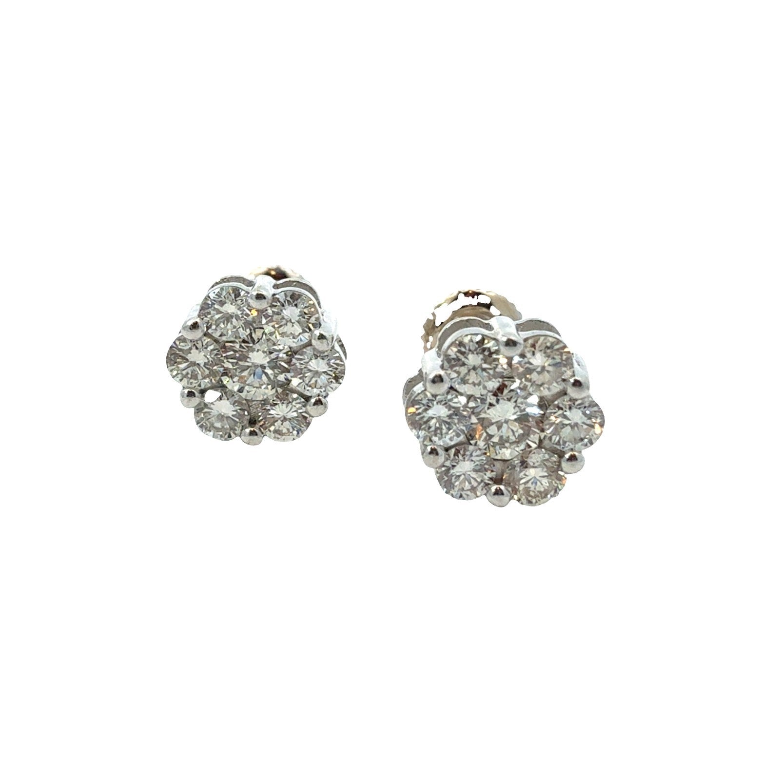 10k White Gold 0.64ctw Diamond Flower Cluster Stud Earrings5