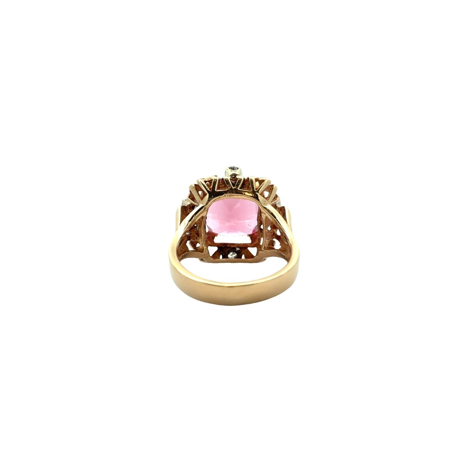 14k Stamped Yellow Gold Tourmaline and Diamond Cocktail Ring Size 63