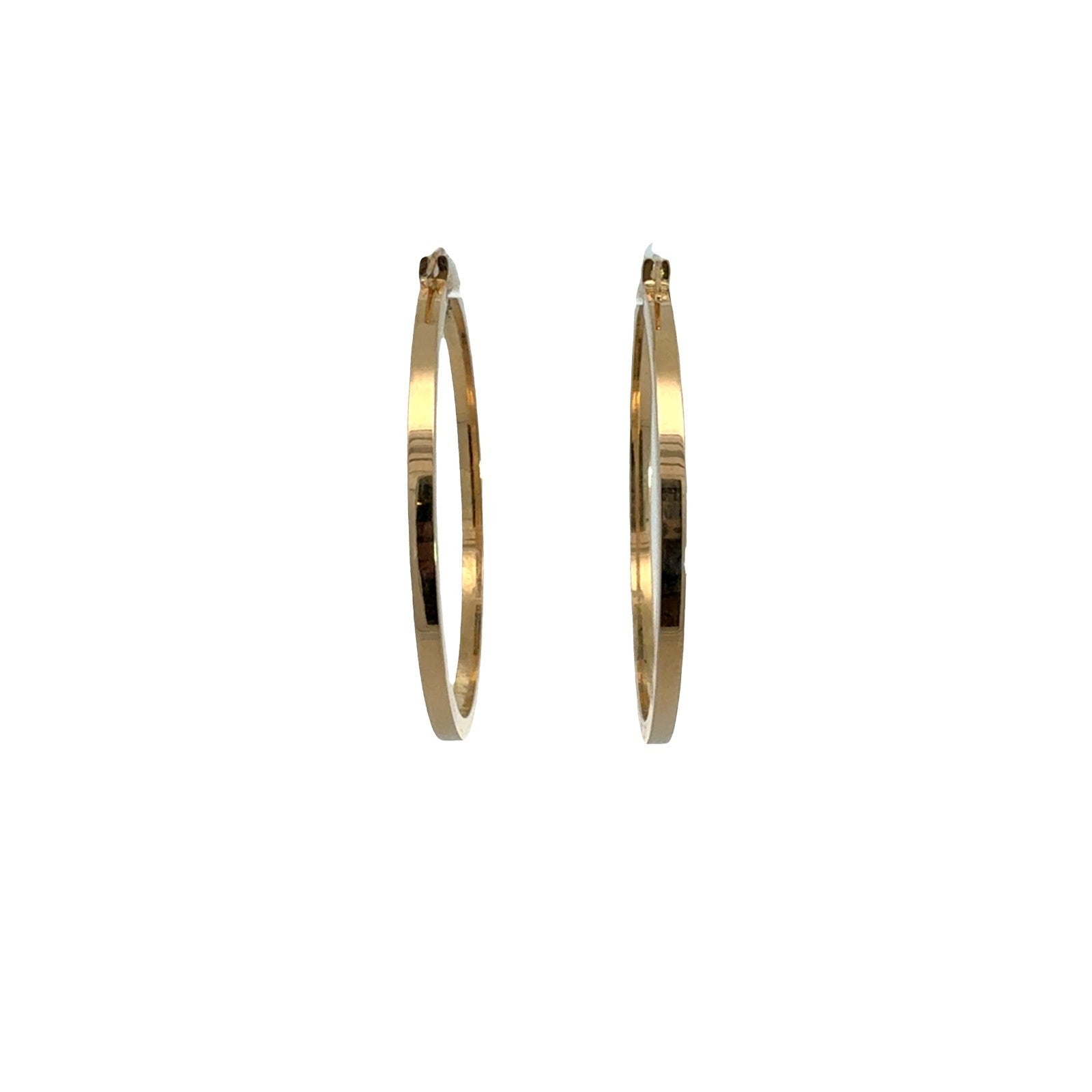 14k Yellow Gold Flat Edge Hoop Earrings3