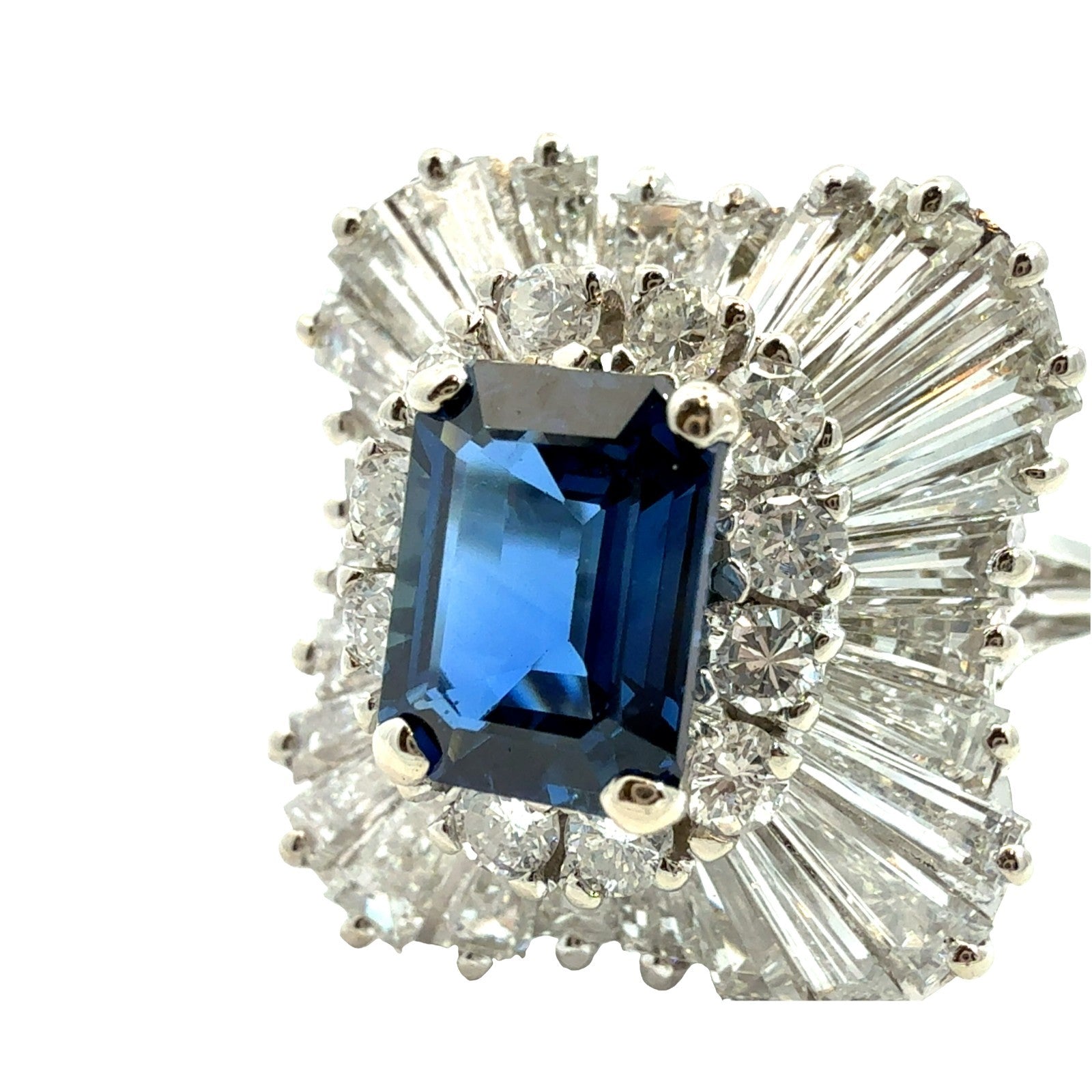 Vintage 14k White Gold 1.18tcw Sapphire and 1.43cttw Diamond Ballerina Ring1